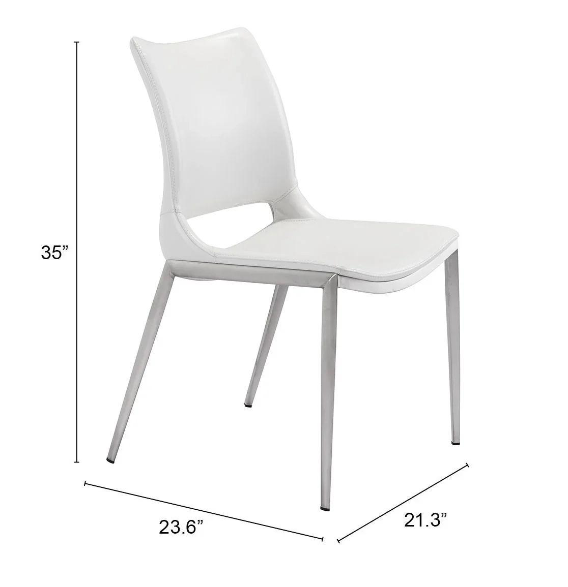 Ace Dining Chair (Set of 2) White & Silver - Image 7