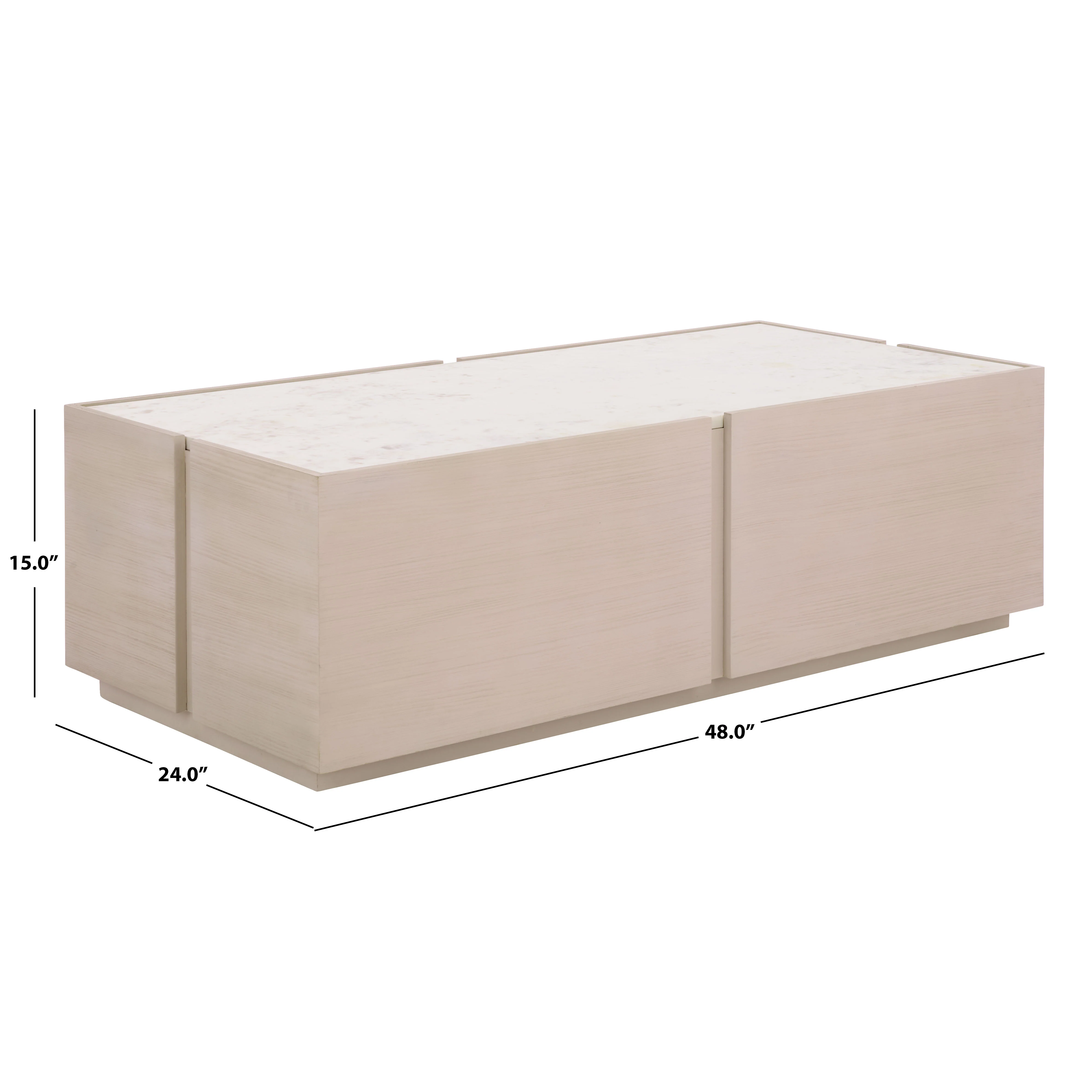 Alanabella Marble & Wood Rectangle Coffee Table - Image 9