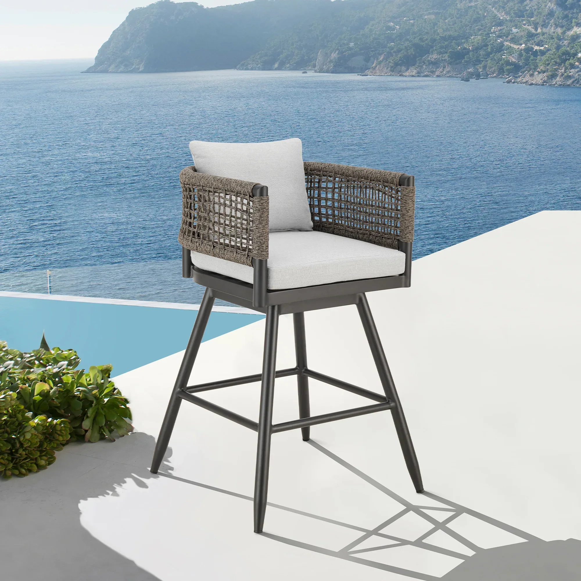Alegria Outdoor Swivel Barstool - Set of 2 - Image 2