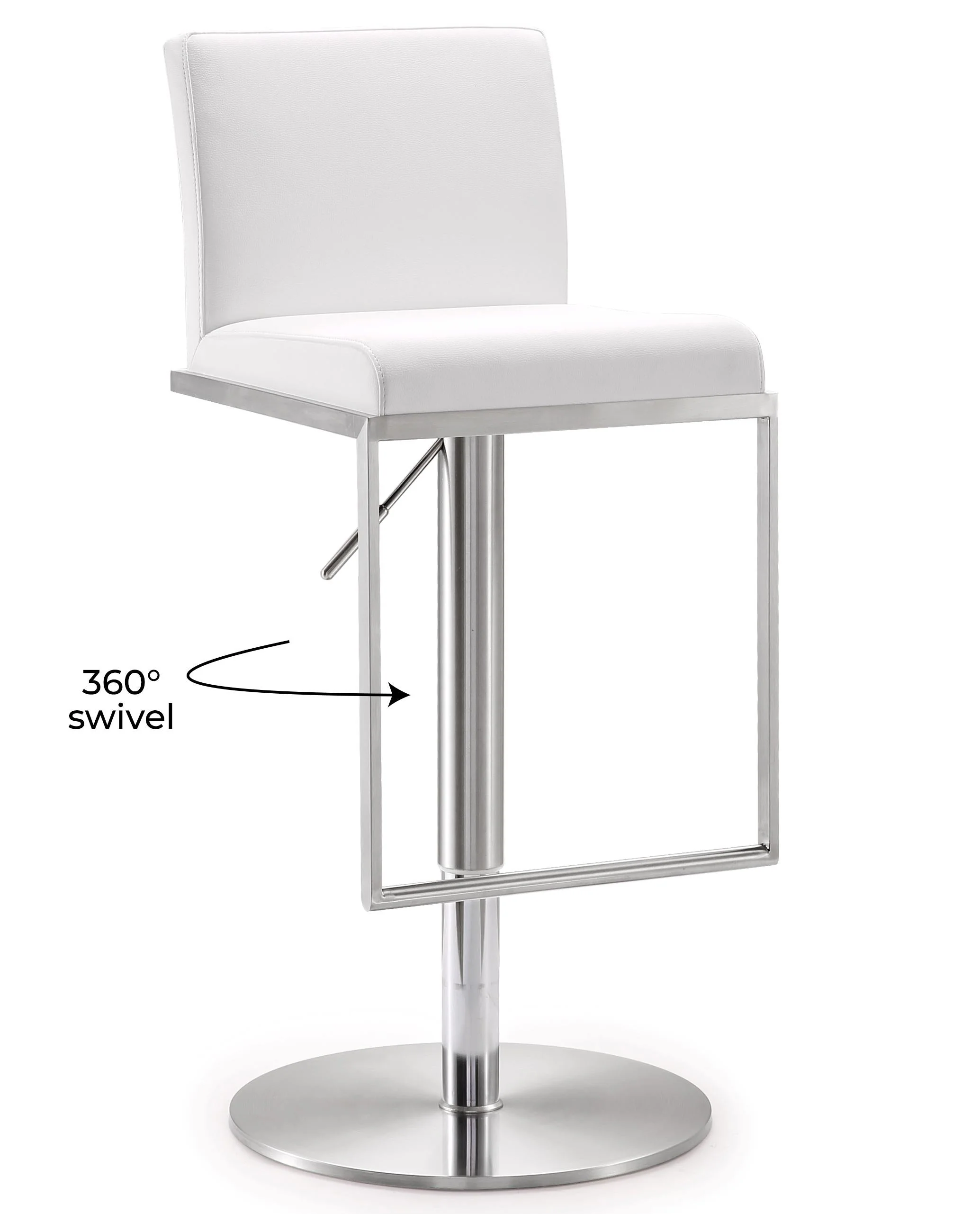 Amalfi White Vegan Leather Adjustable Stool - Image 8