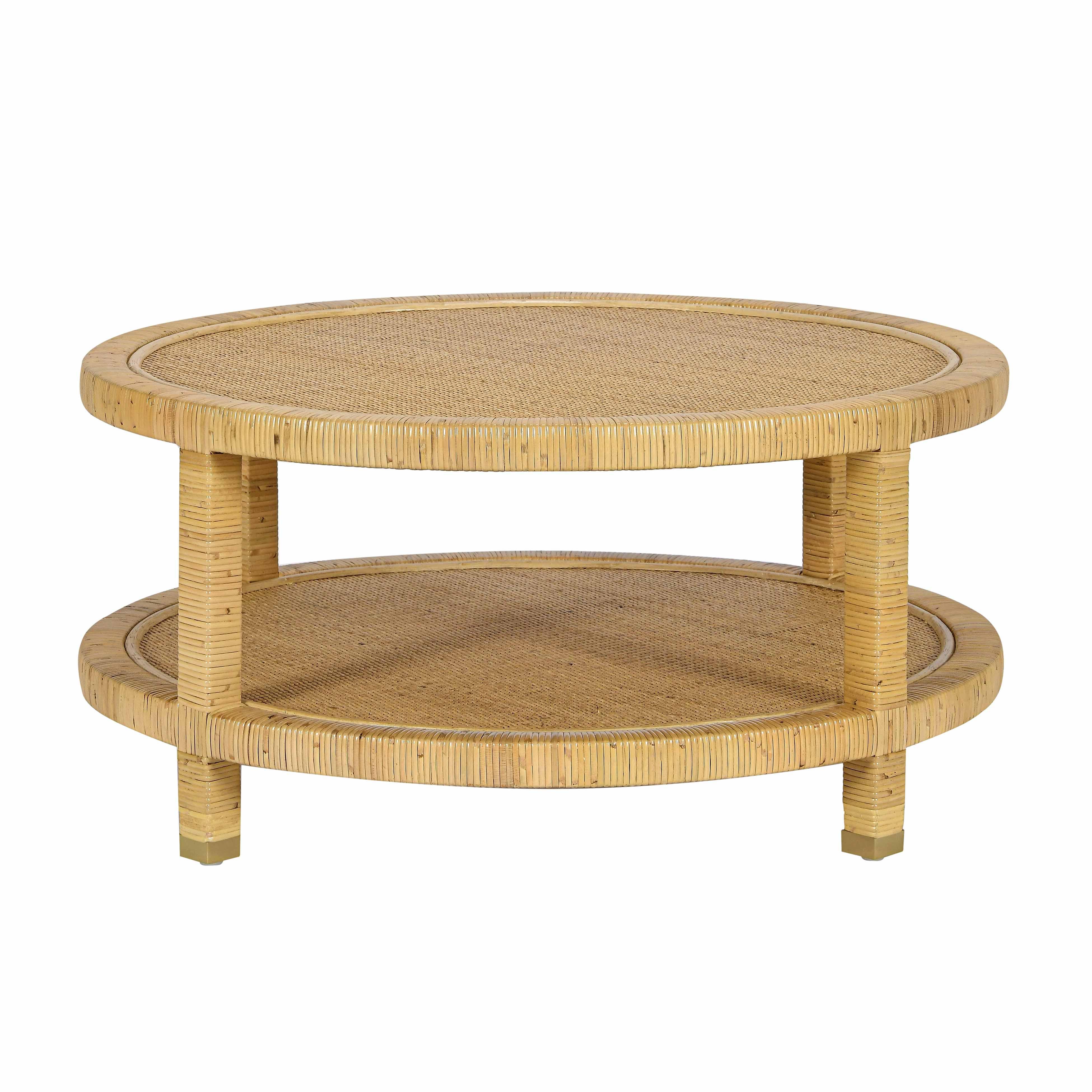 Amara 33" Natural Rattan Round Coffee Table - Image 3
