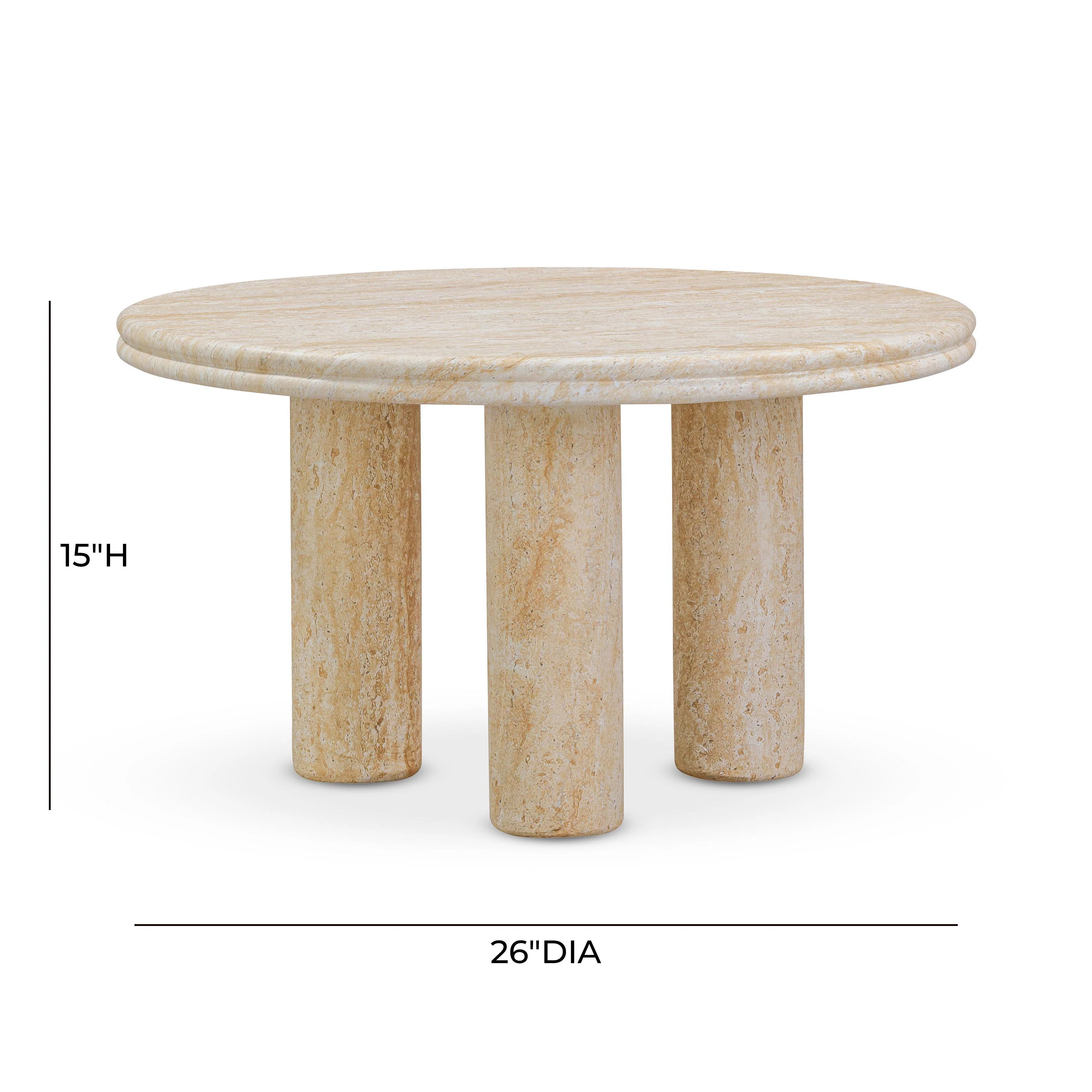 Amora Faux Travertine Indoor/Outdoor Round Accent Table (26"-32") - Image 6