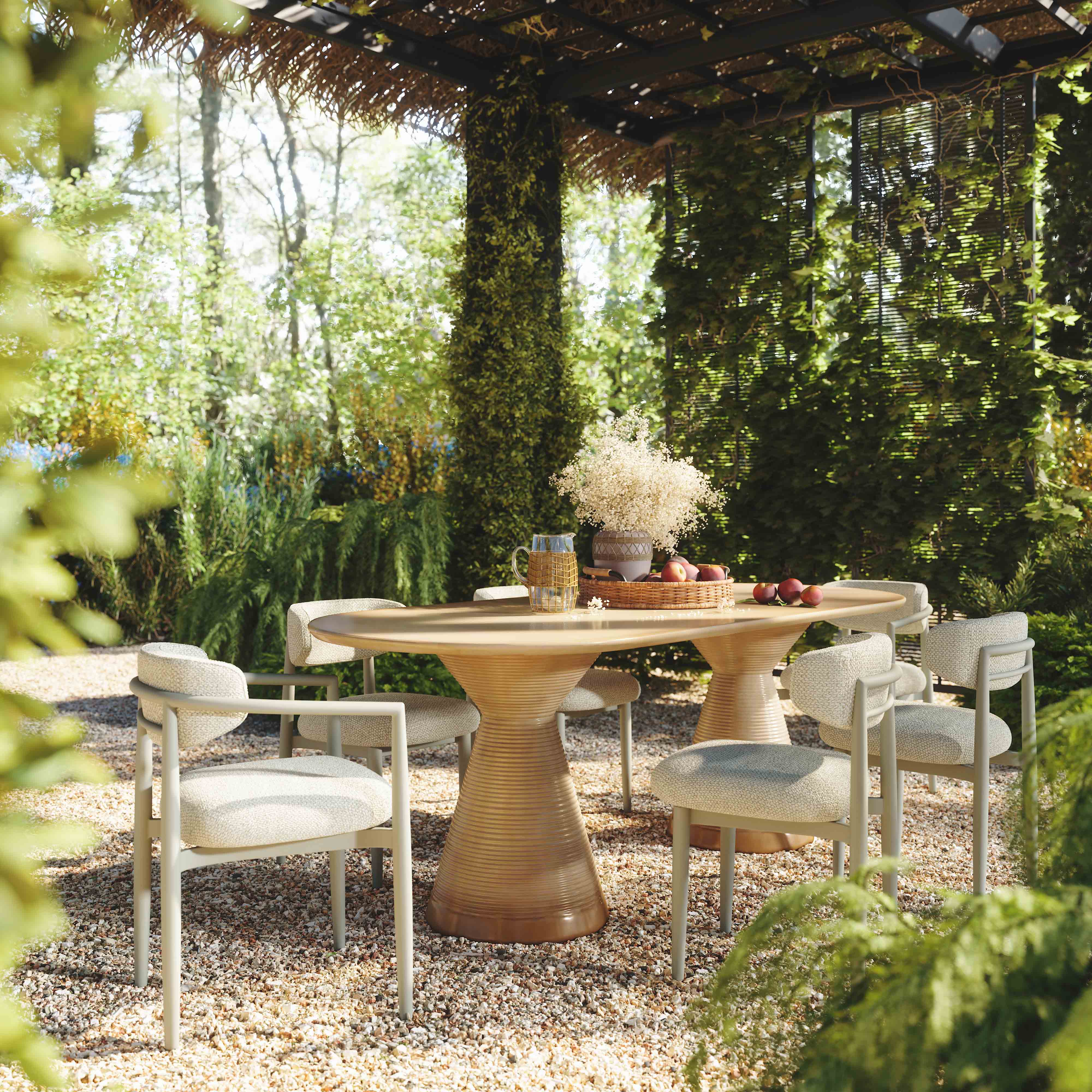 Annika Textured Contract-Grade Fabric Outdoor Dining Side Chair - Image 2