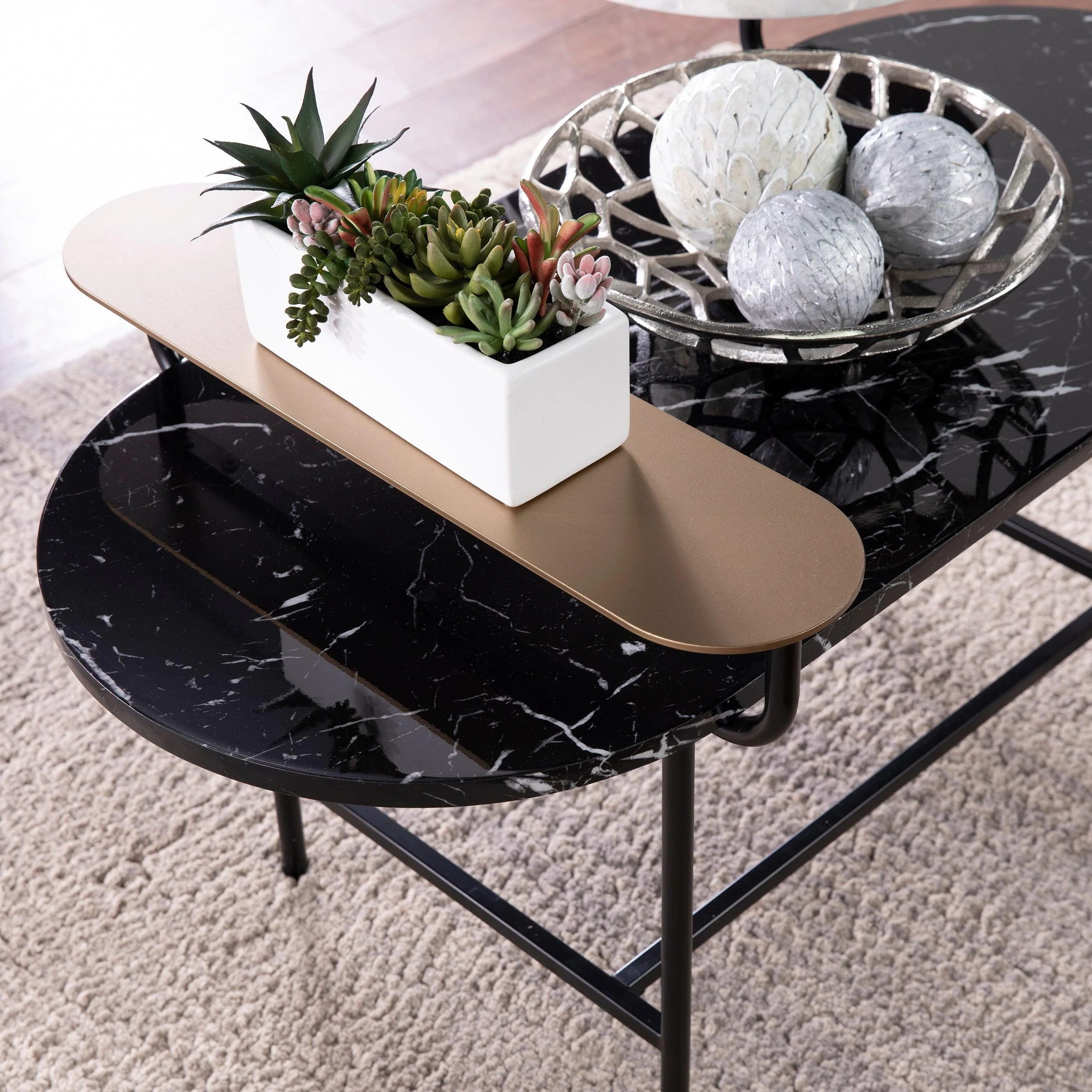 Arcklid Faux Marble Cocktail Table w/ Storage - Image 9