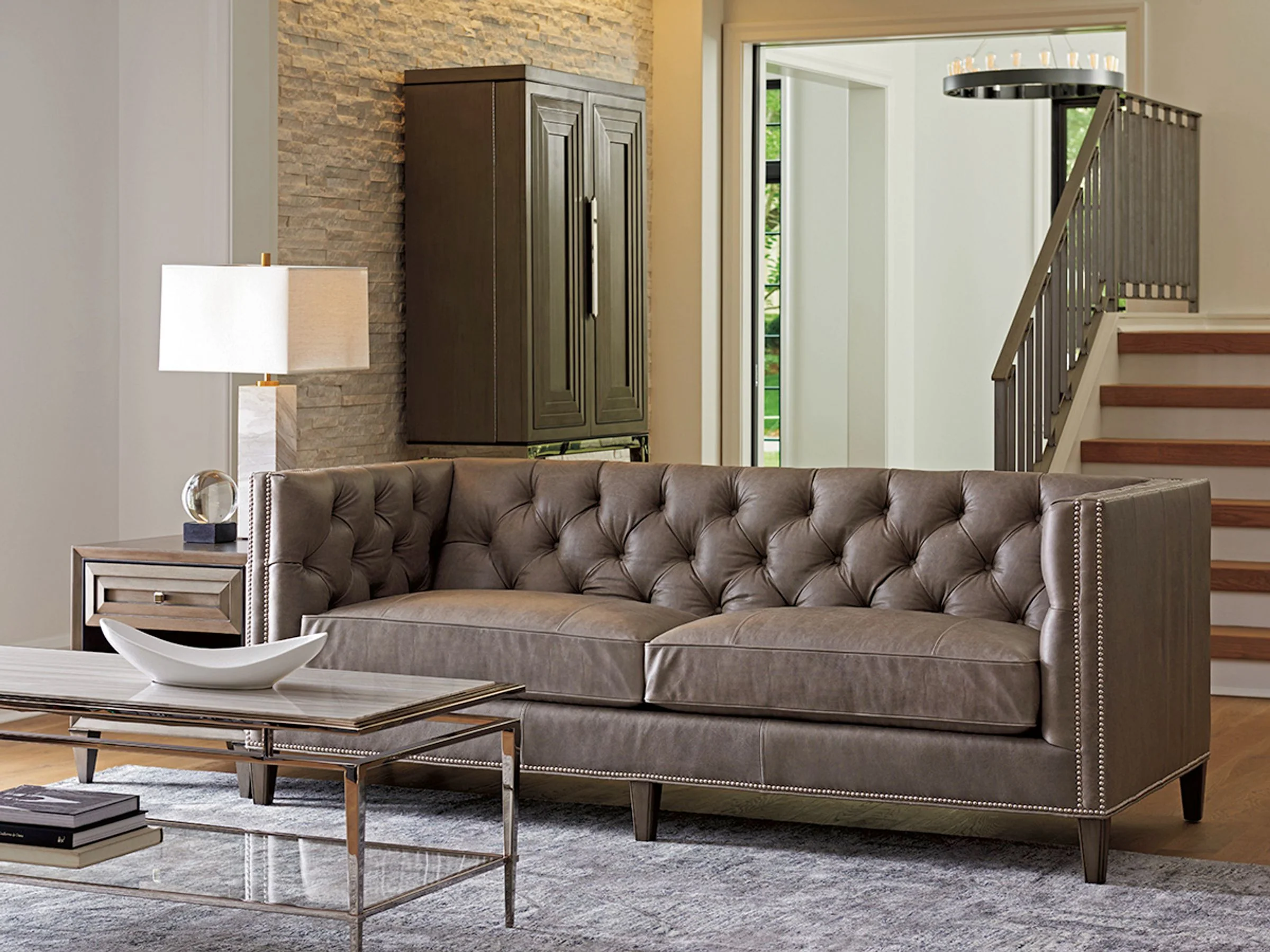 Ariana Camille Leather Tufted Sofa - Image 3