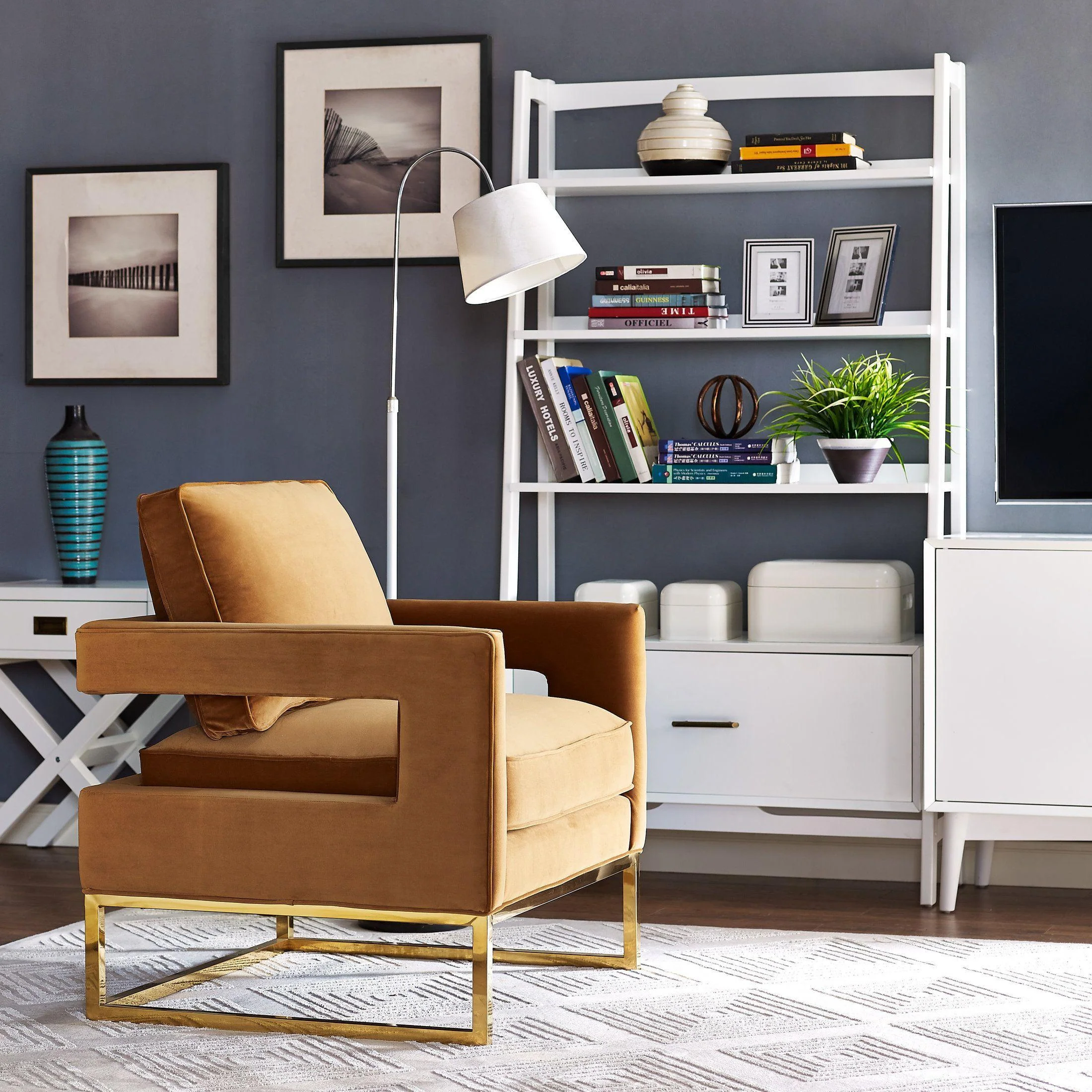 Avery Chair With Polished Gold Base - Image 2