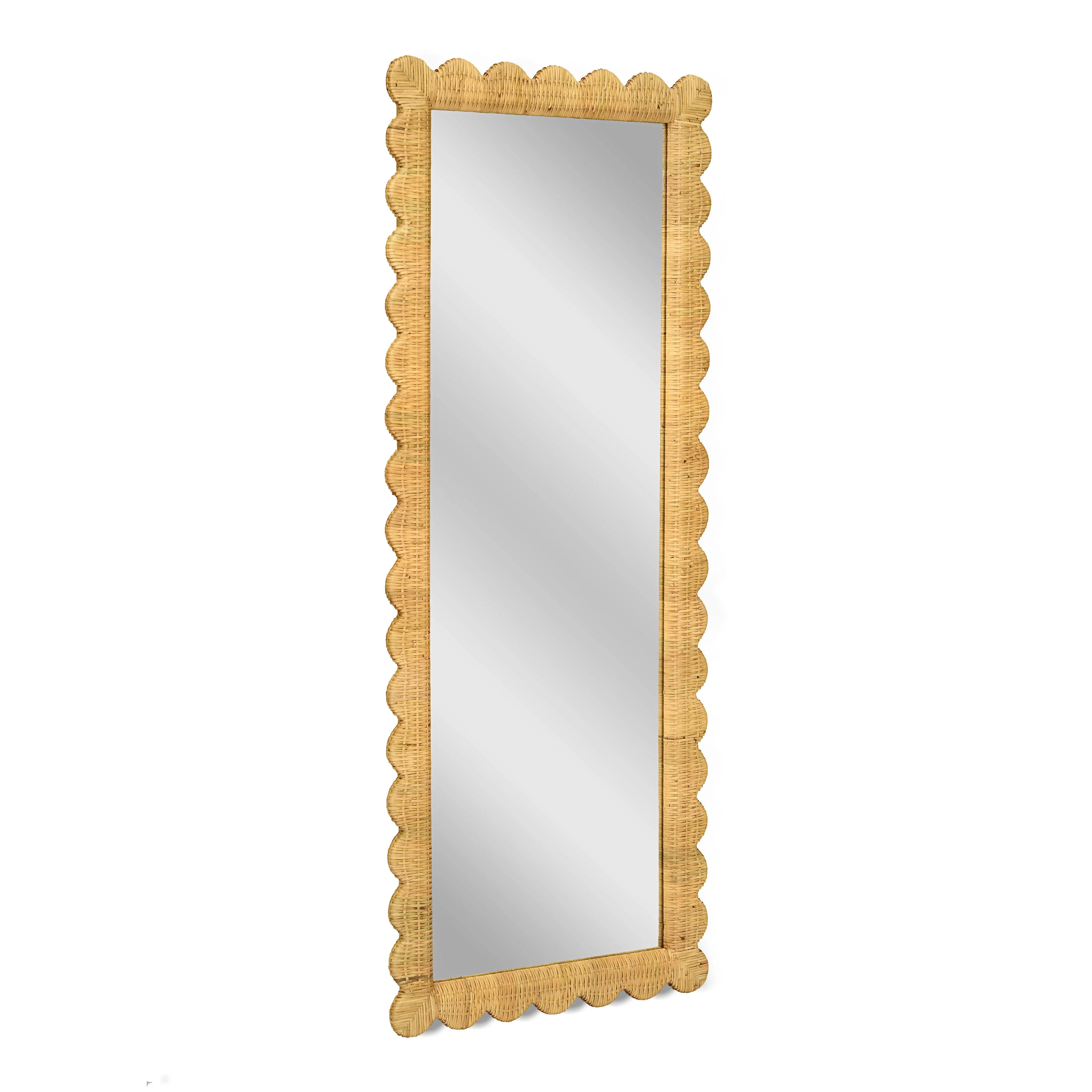 Bama 29.1"X75" Long Natural Rattan Wall Mirror - Image 3