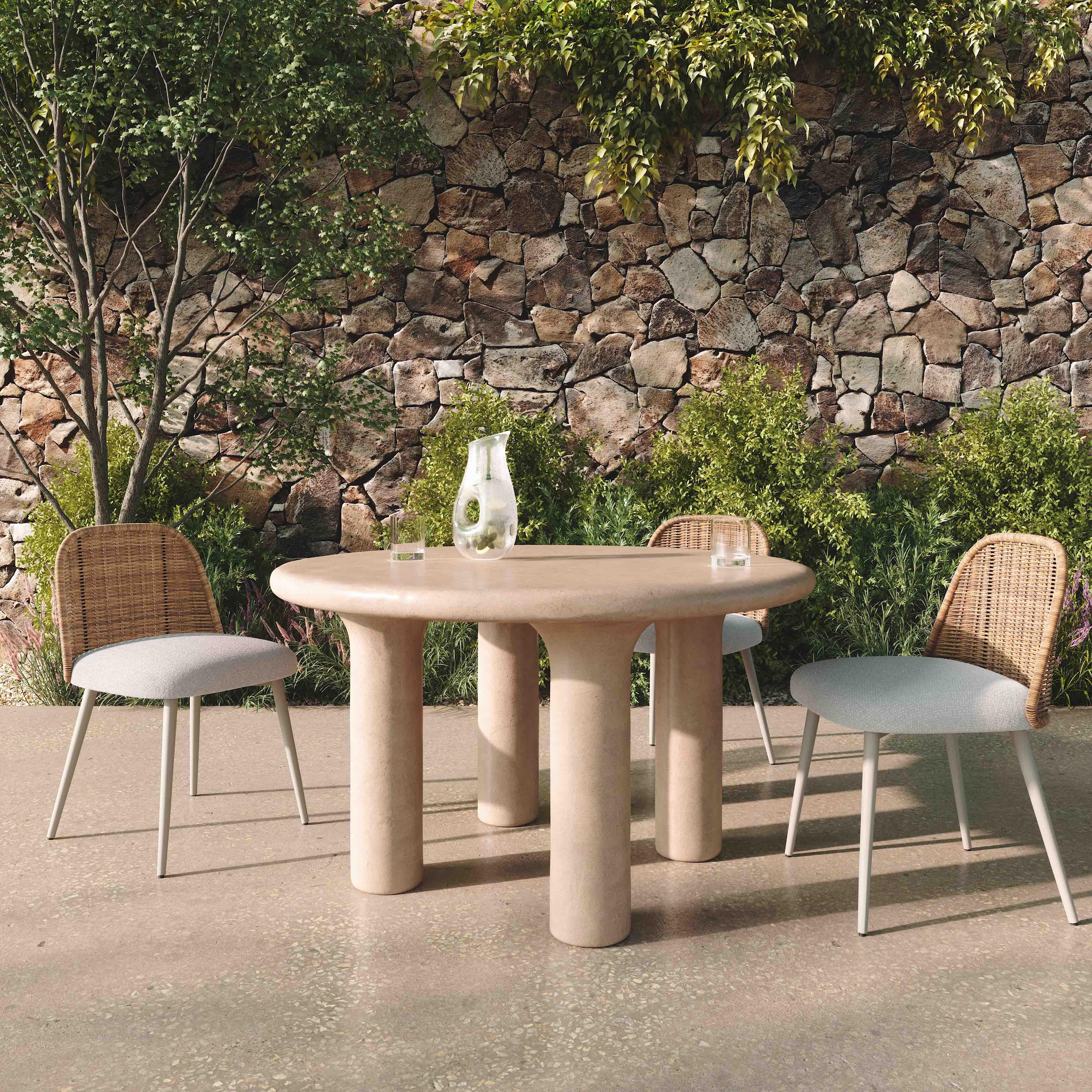 Barbara 47" Cream Textured Indoor / Outdoor Round Dining Table - Image 2