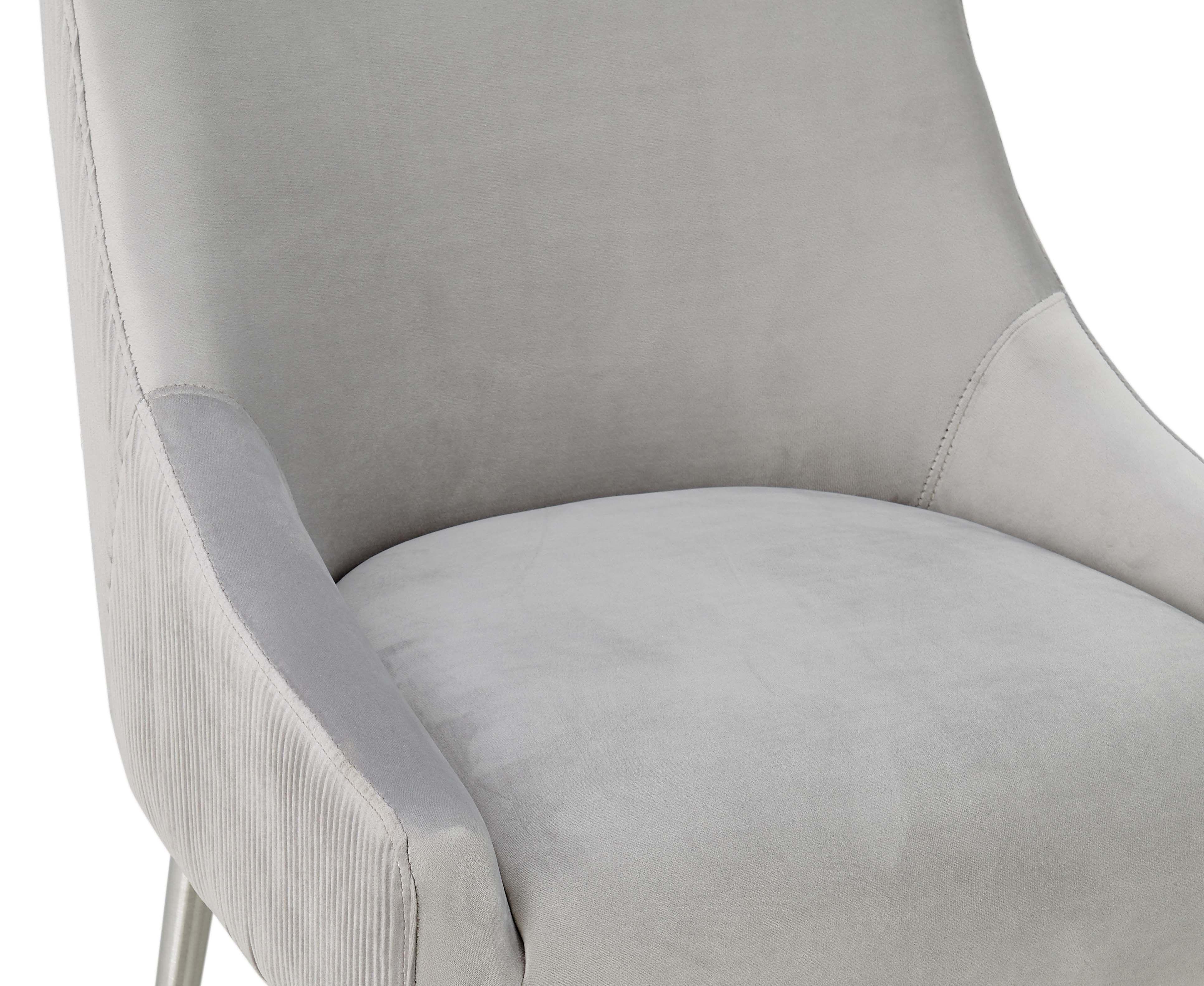 Beatrix Pleated Light Grey Velvet Bar Stool - Image 5