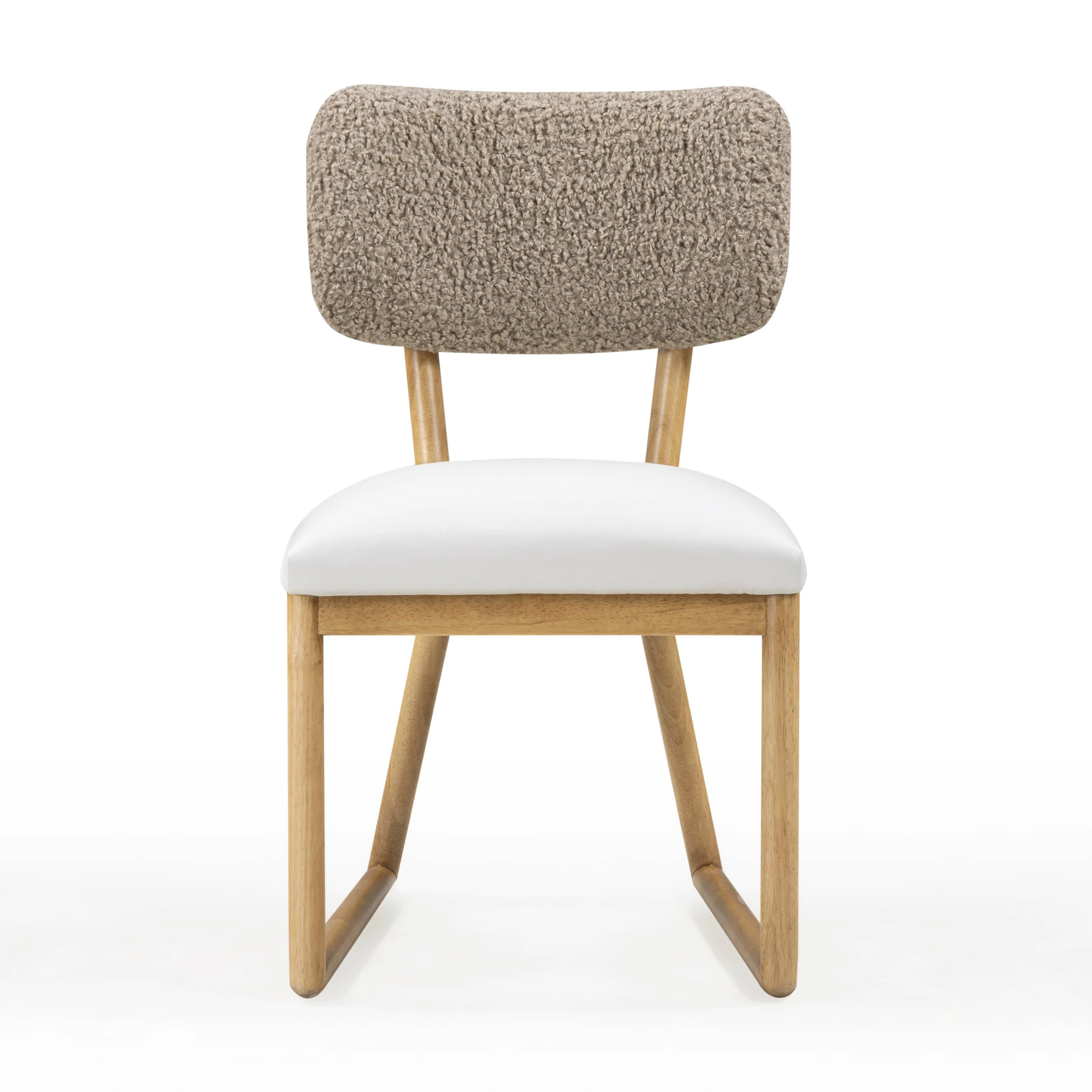 Bobbie Cream Performance Vegan Leather and Grey Vegan Shearling Dining Chair - Image 3
