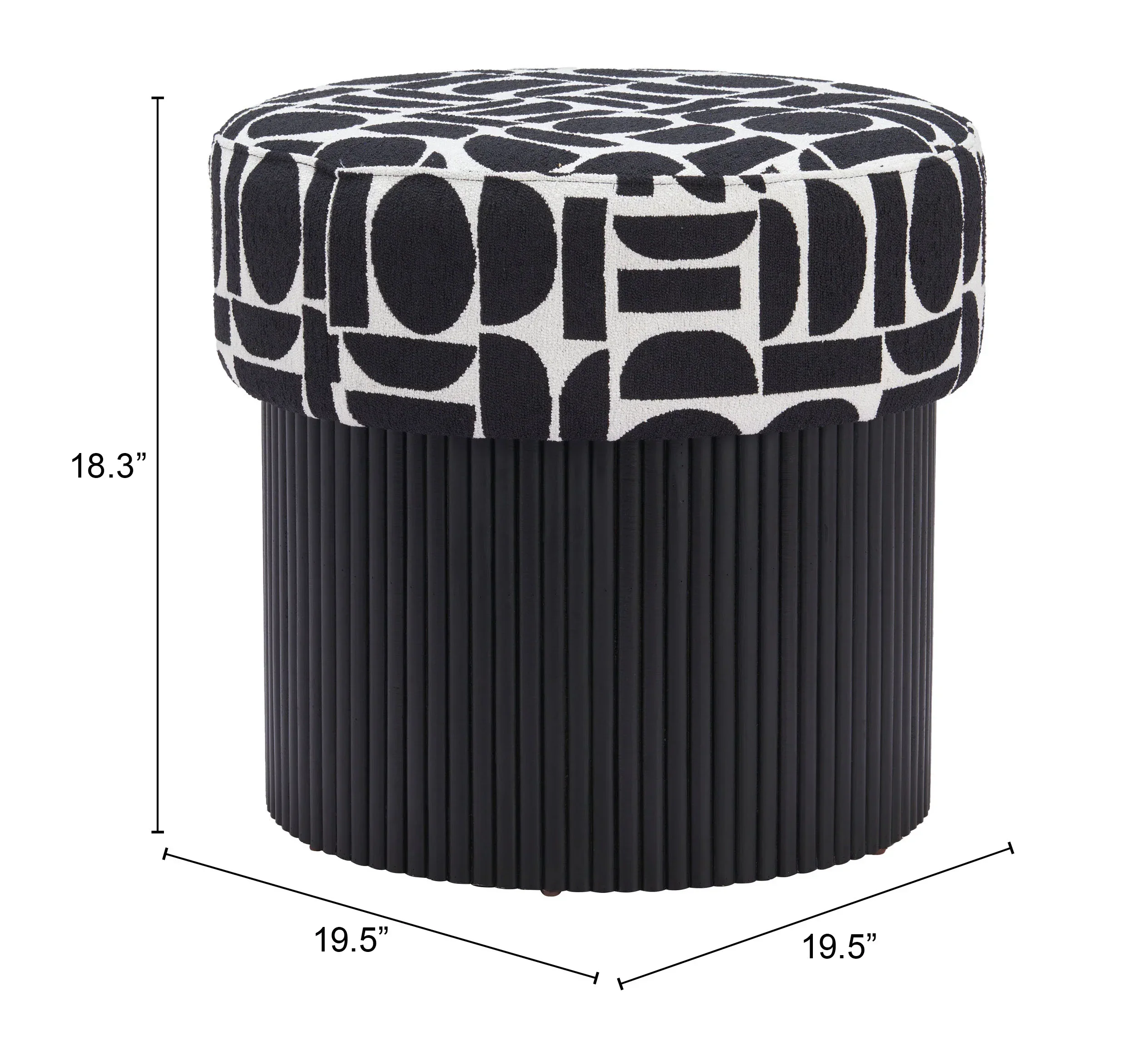 Boto Storage Ottoman Black & White - Image 5