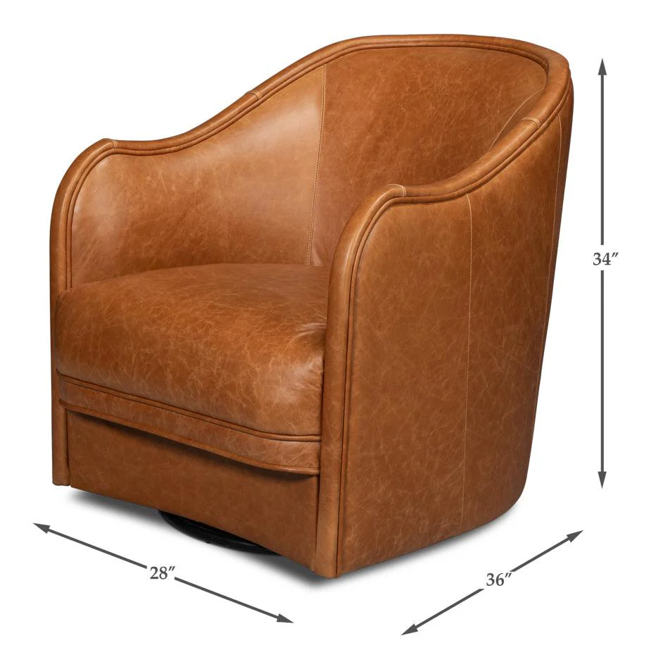 Braxton Leather Swivel Chair - Image 6