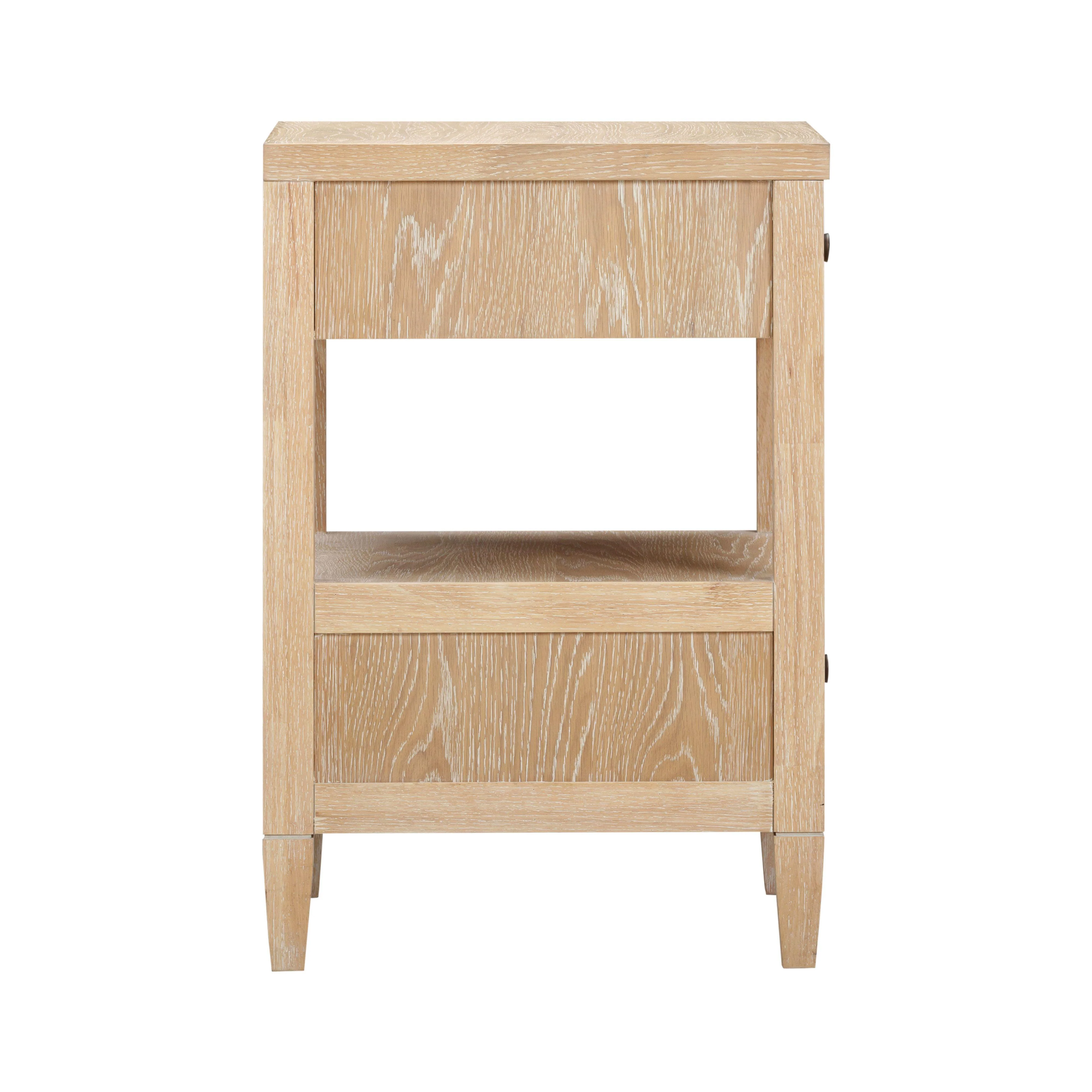Bristol Park 20" Whitewashed Oak Wood 2-Drawer Nightstand - Image 5
