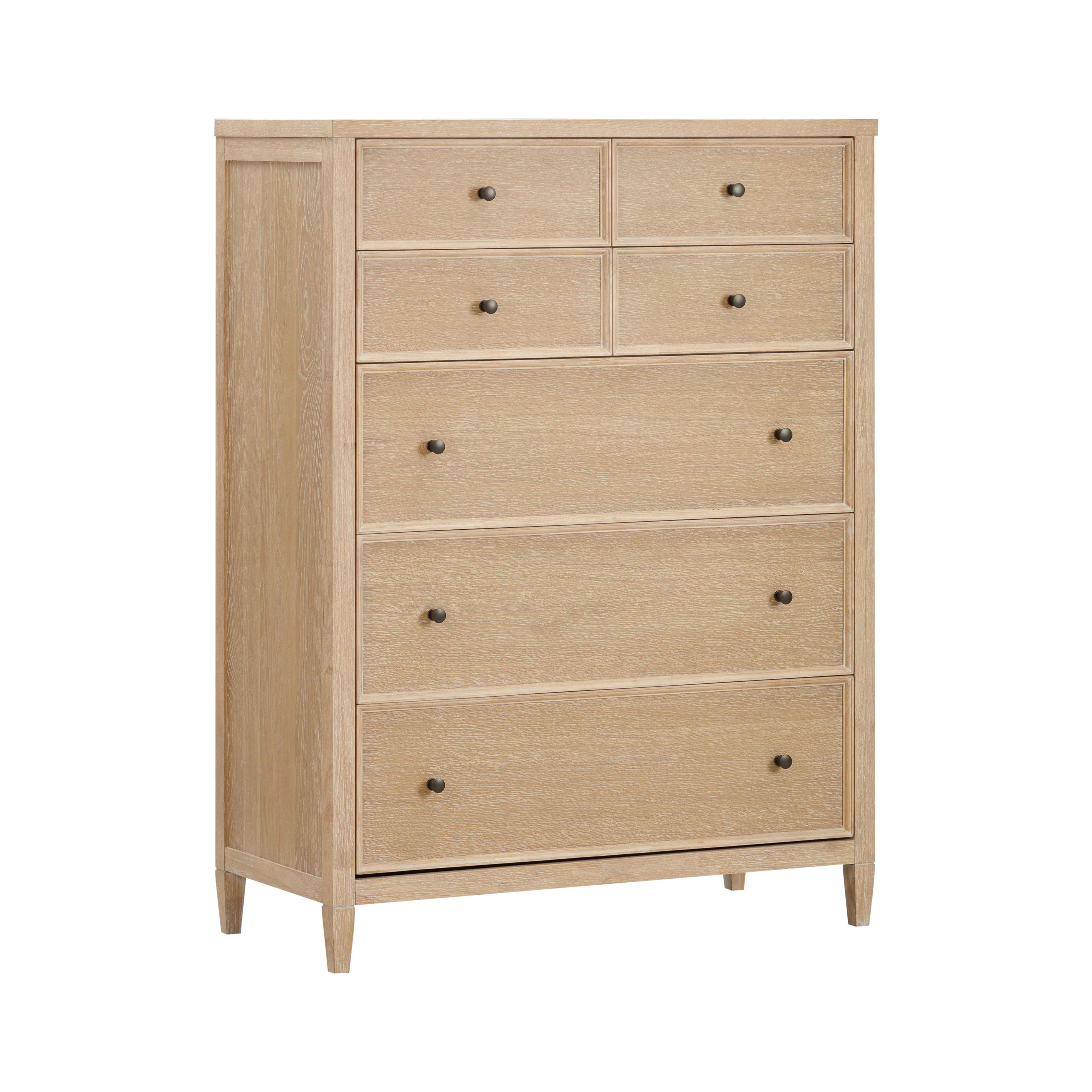 Bristol Park 40" Whitewashed Oak Wood 7-Drawer Chest - Image 2