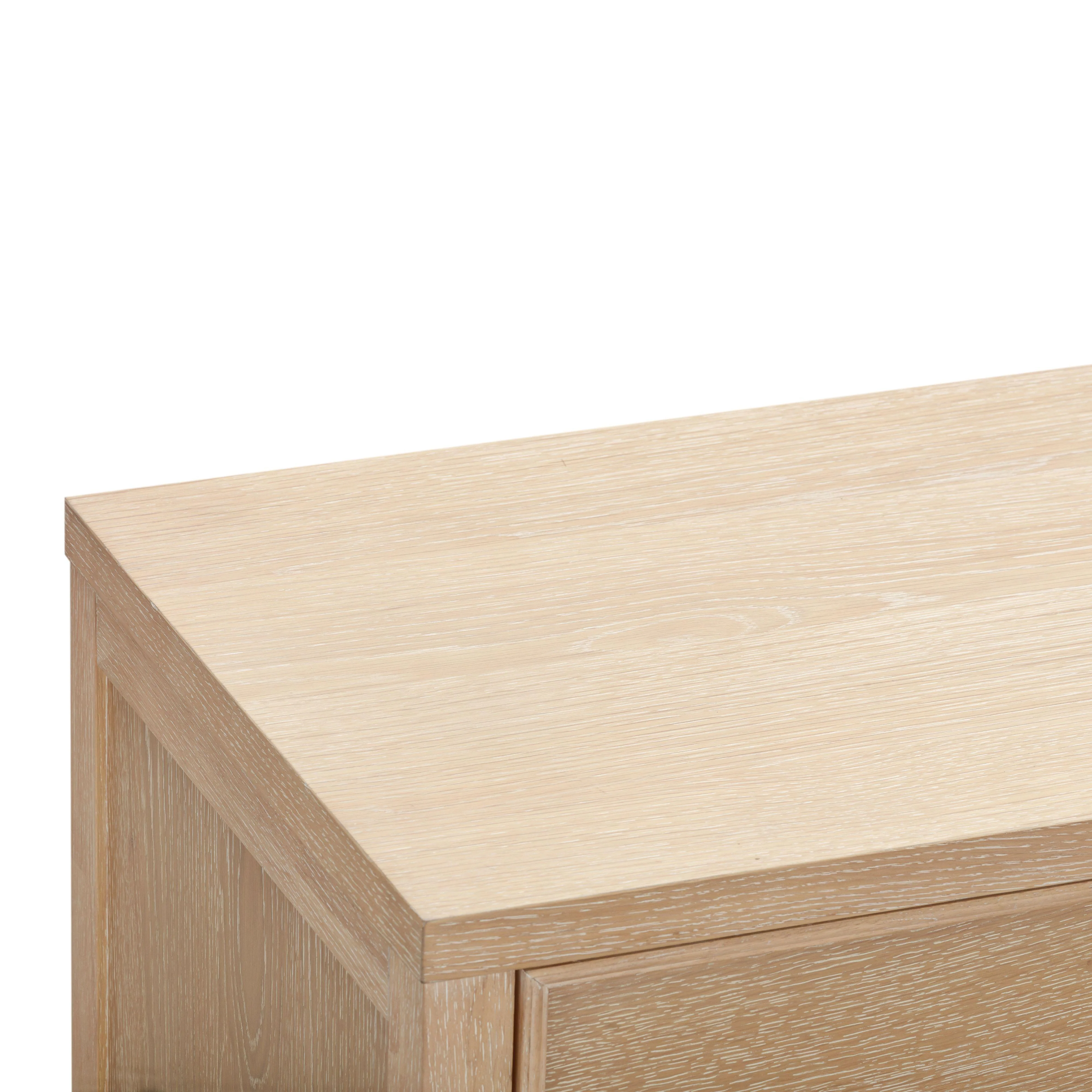 Bristol Park 62" Whitewashed Oak Wood 6-Drawer Dresser - Image 6