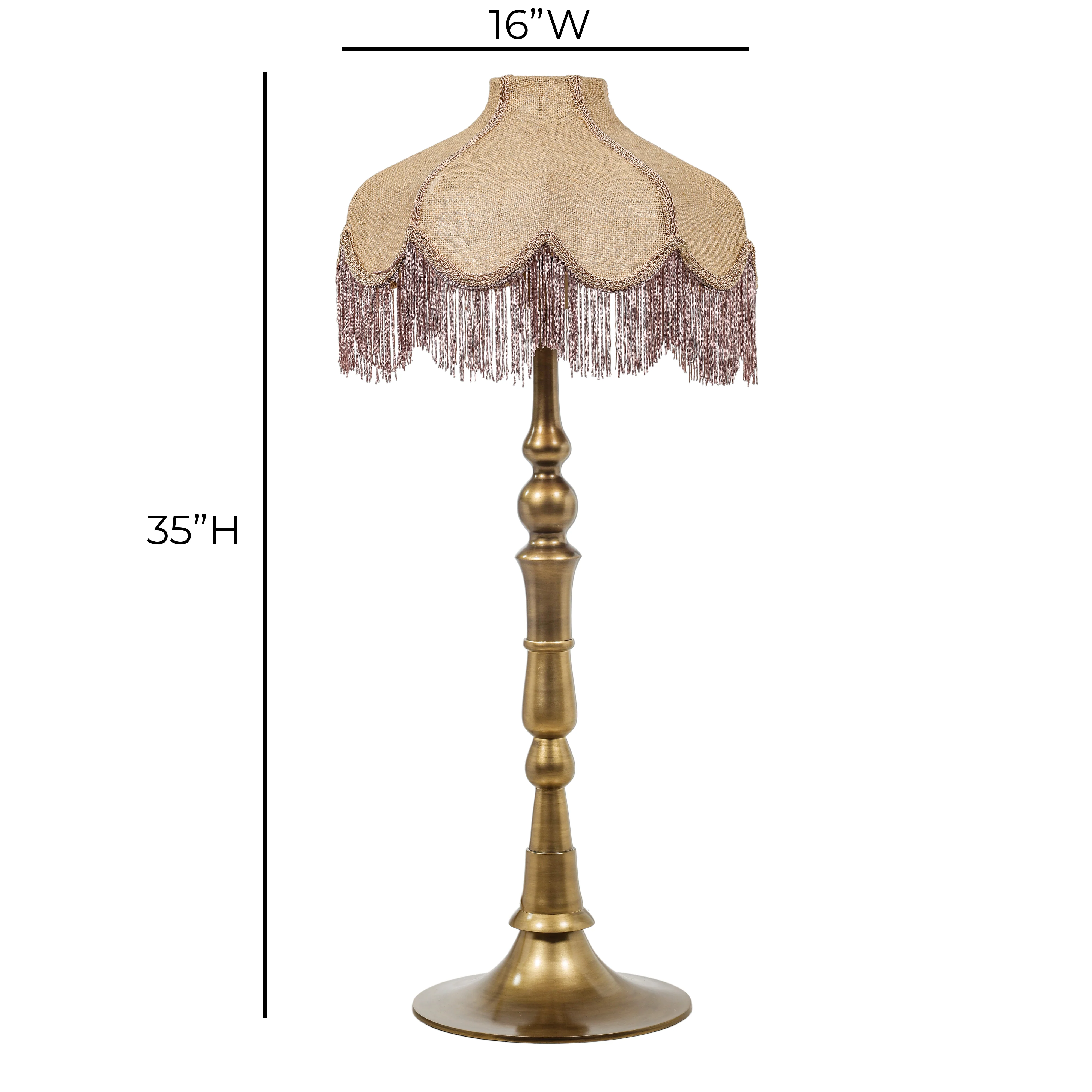Buchanan Jute Fringed Scalloped Table Lamp - Image 6