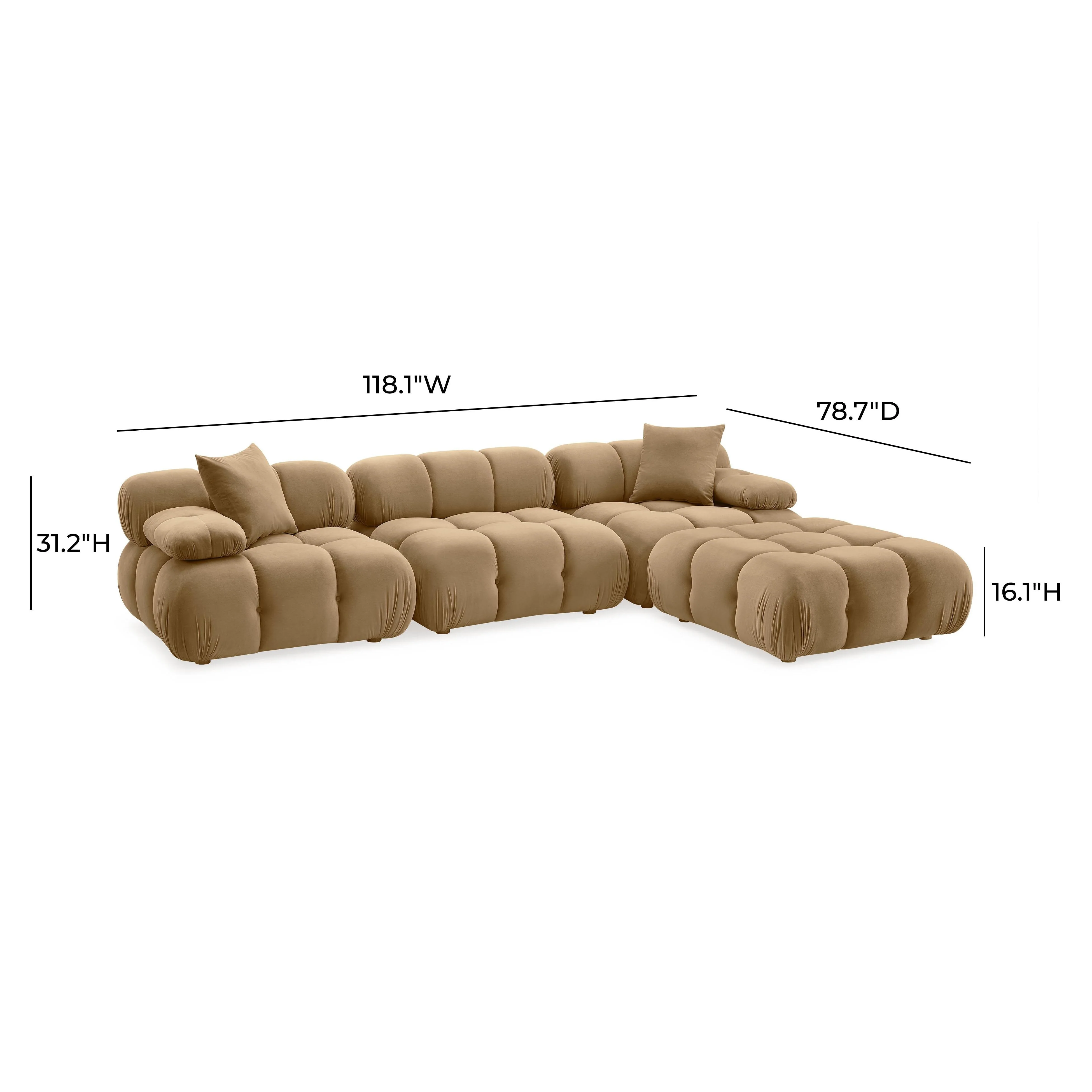 Calliope 4-piece Cafe Au Lait Performance Velvet Modular Sectional - Image 6