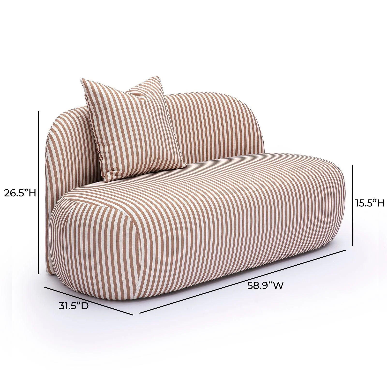 Carraway 59" Brown Striped Performance Linen Loveseat - Image 6
