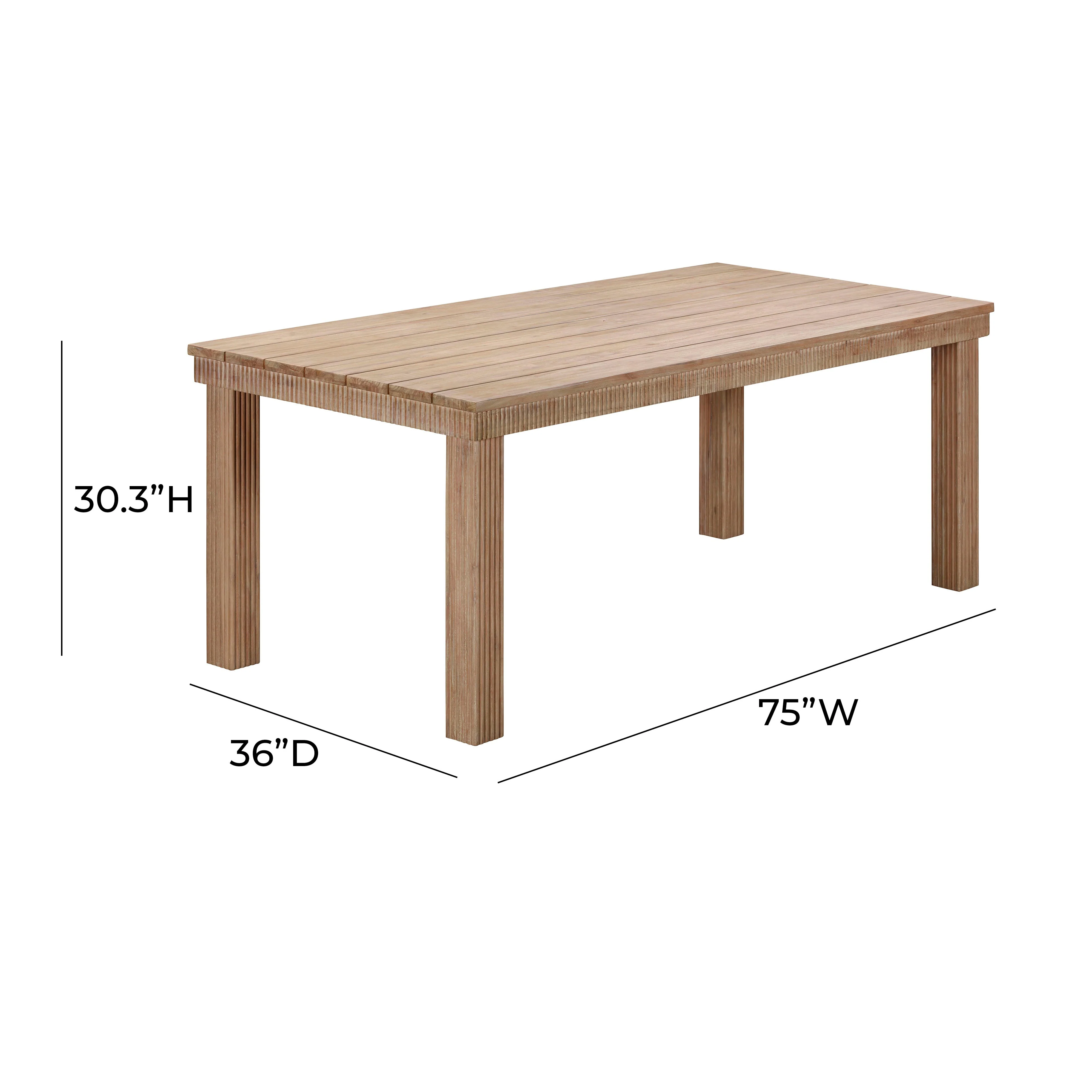 Cassie Natural 75 Inch Rectangular Outdoor Dining Table - Image 7