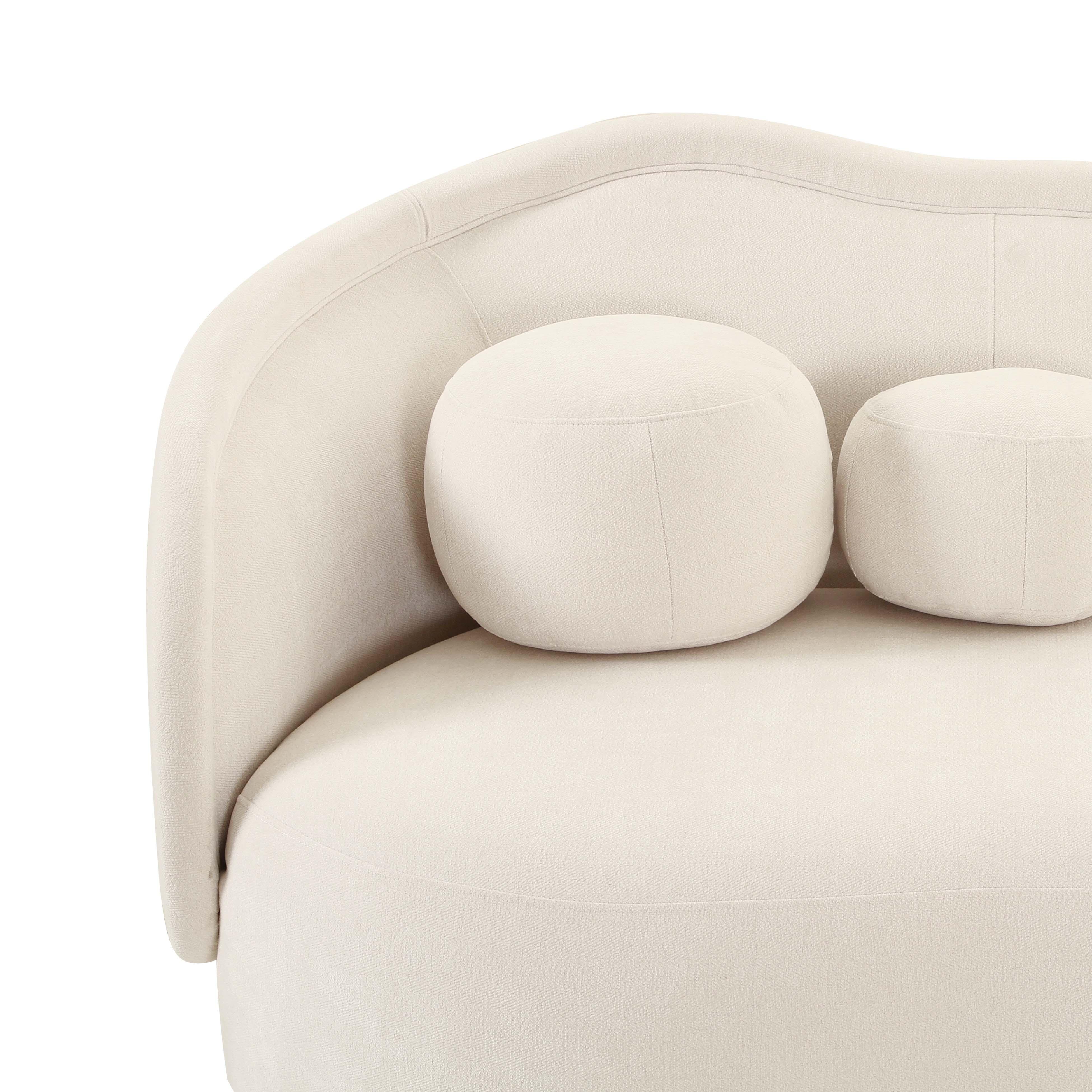 Circe Cream Textured Velvet Sofa - Image 5