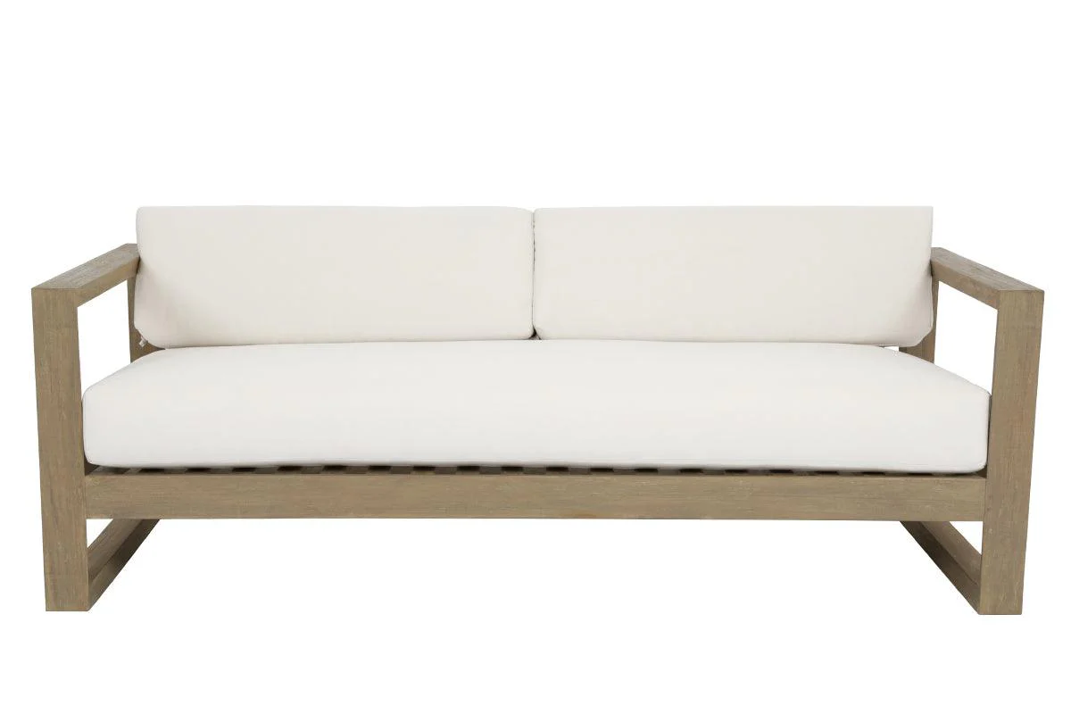 Coastal Teak Sofa in Canvas Canvas, No Welt - Image 4