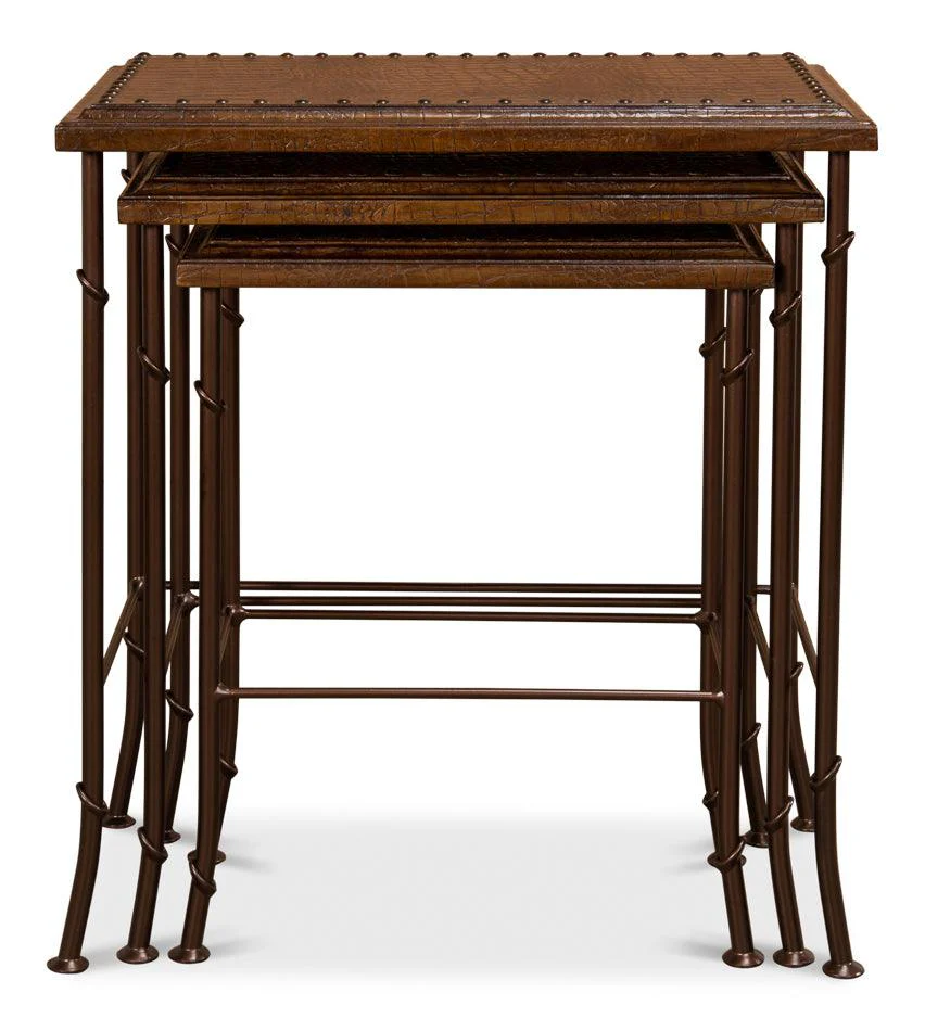 Croc Leather Nesting Tables - Image 5