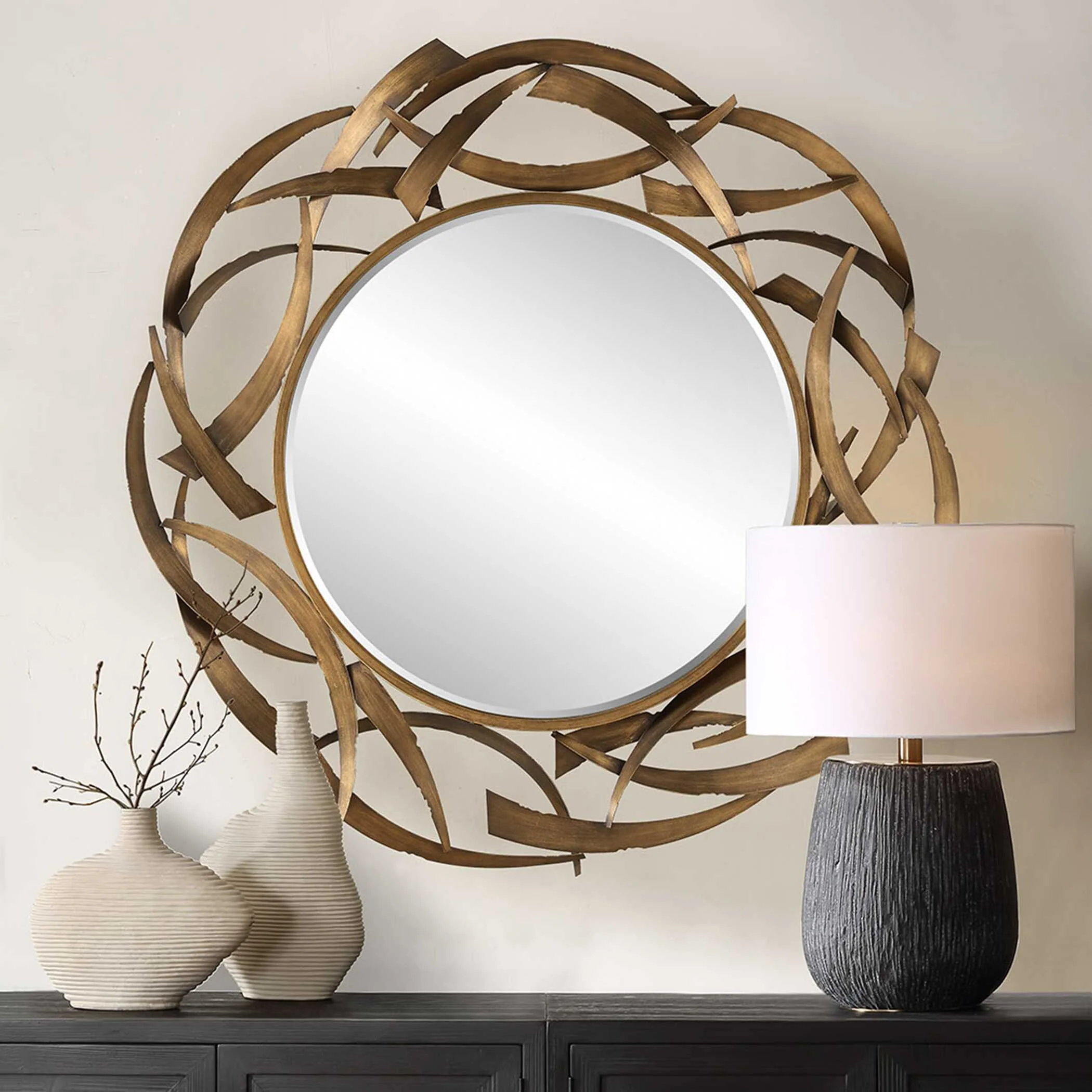 Cutting Edge Bronze Round Mirror - Image 3
