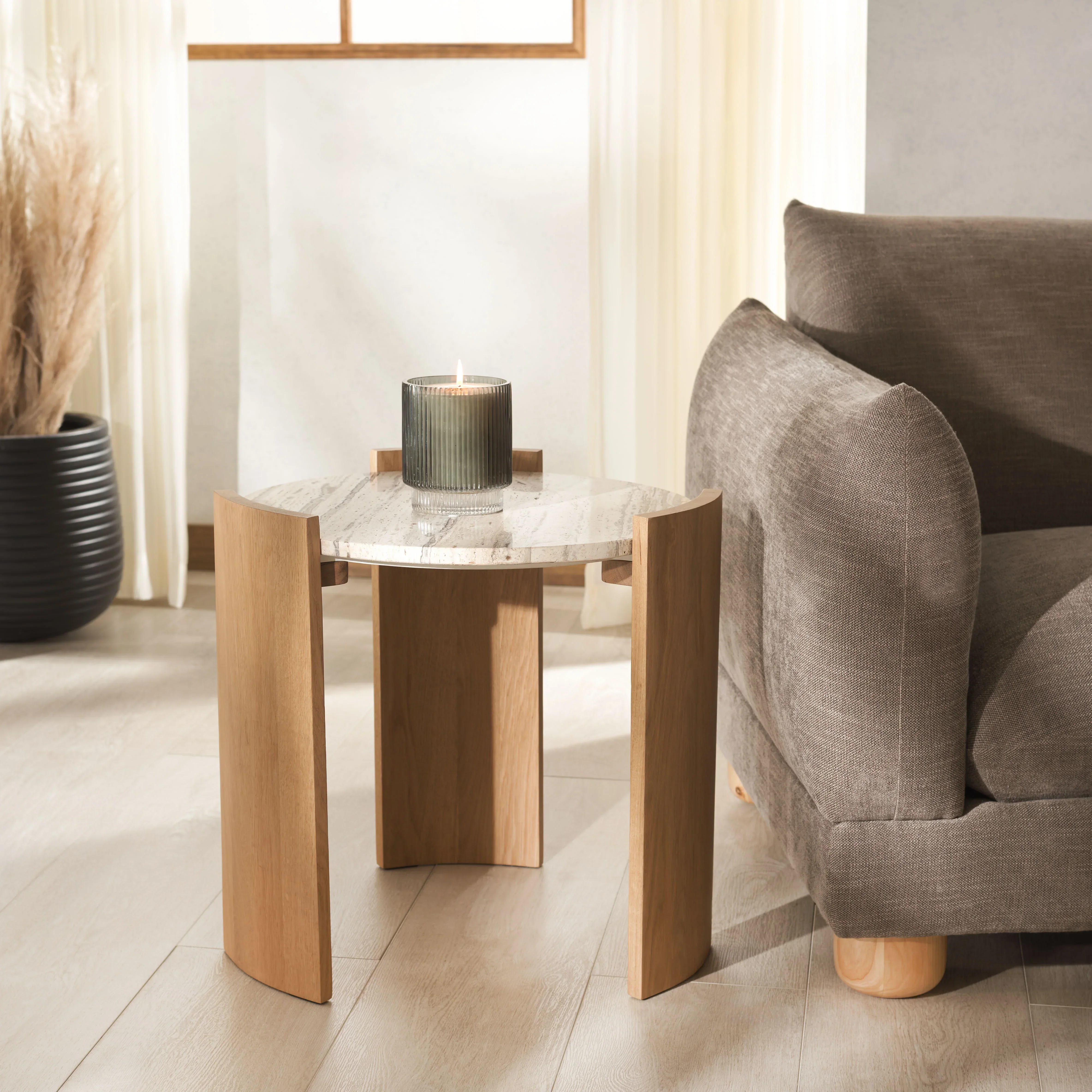 Damarcus Travertine Top Accent Table - Image 3