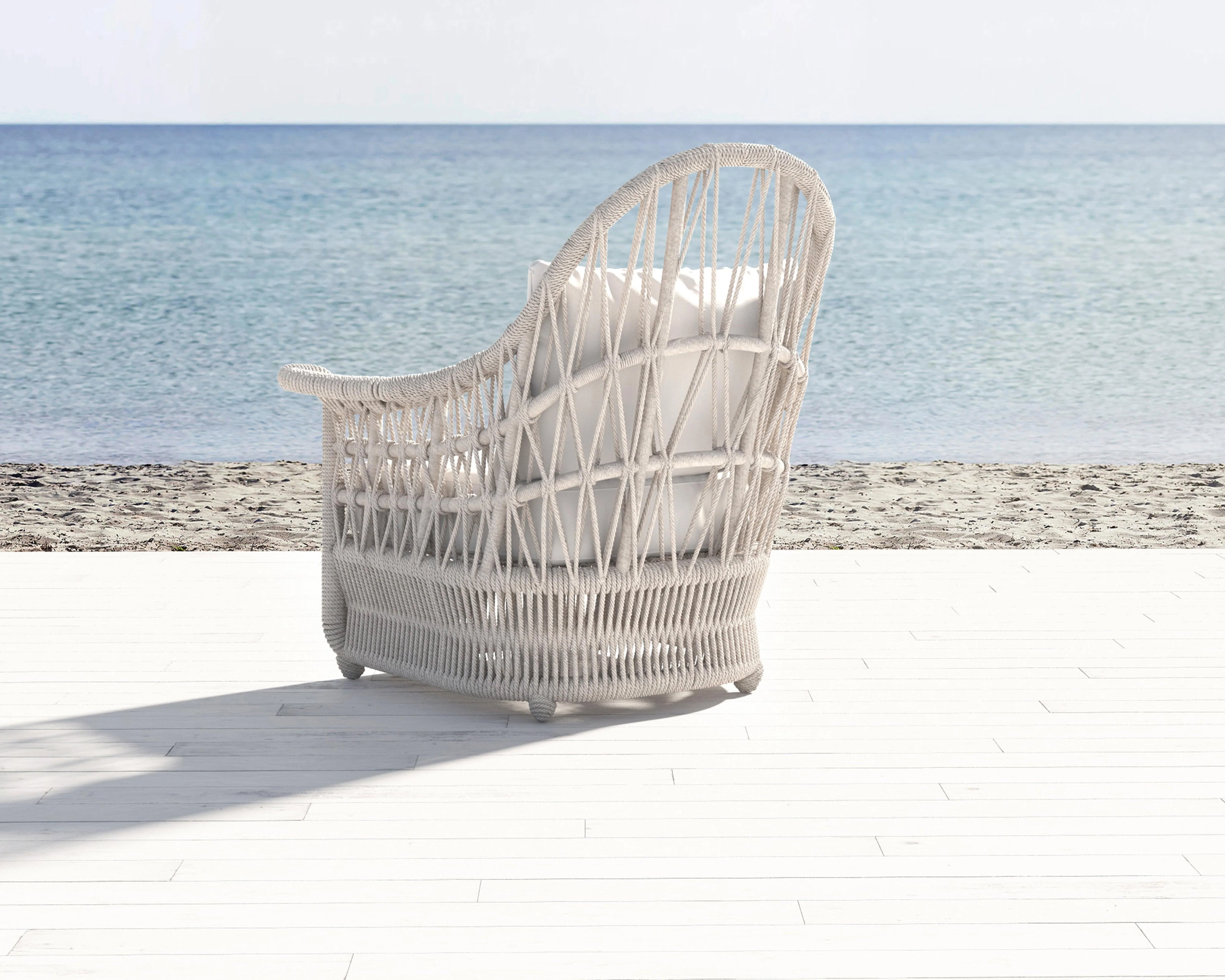 Dana Rope Wing Chair in Linen Canvas w/ Self Welt - Image 4