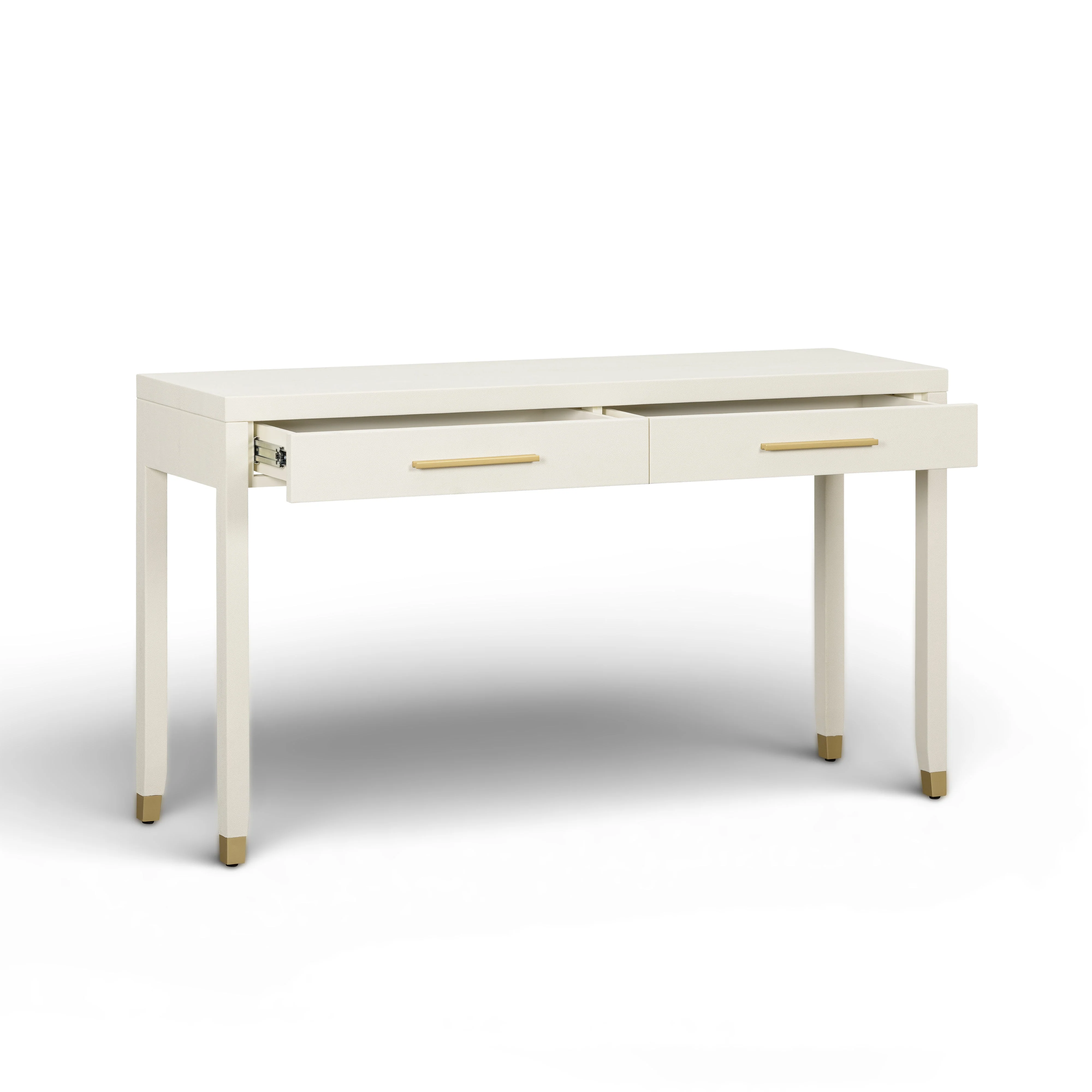 Dani 54" Cream Faux Shagreen 2-Drawer Console Table - Image 4