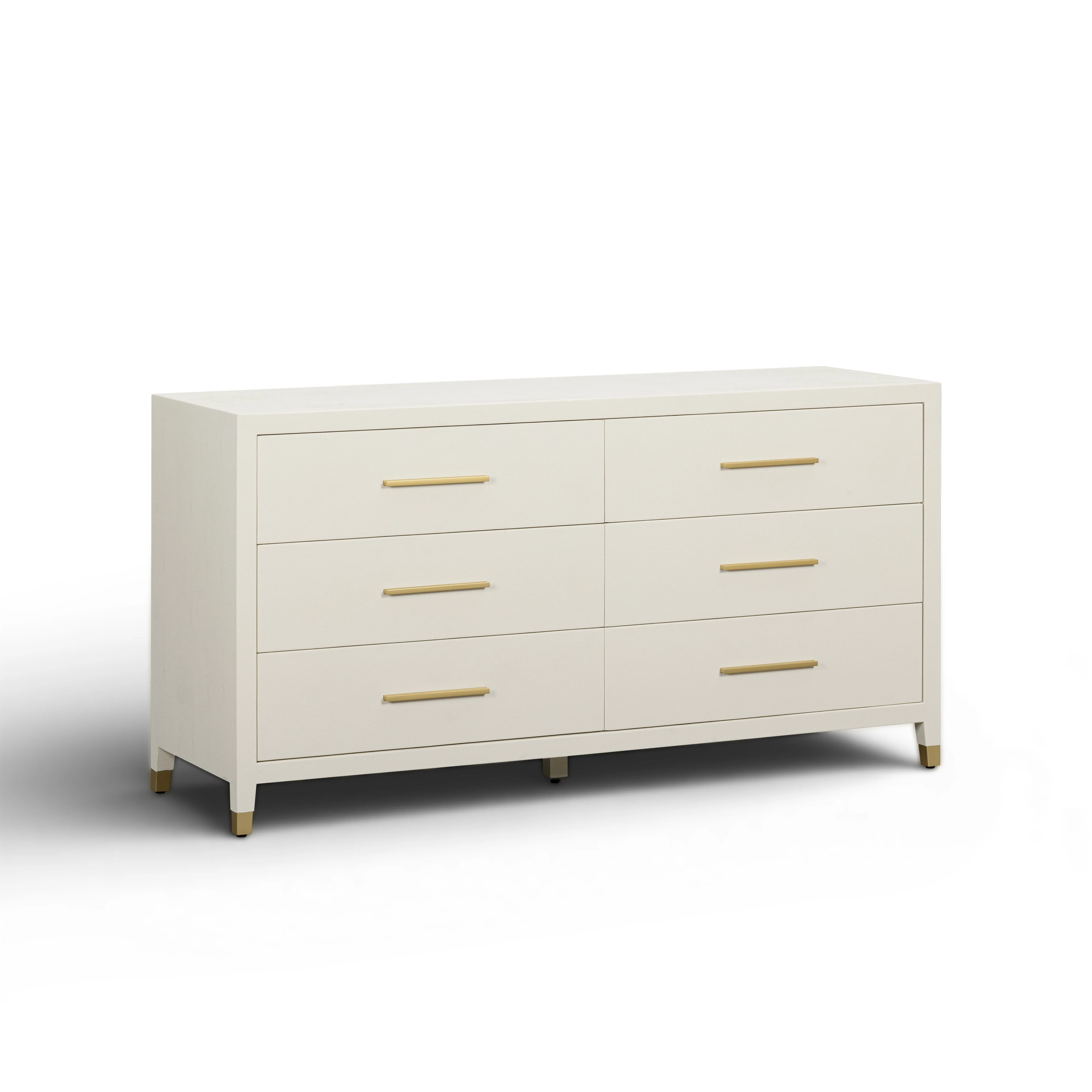 Dani 62" Cream Faux Shagreen 6-Drawer Dresser - Image 3