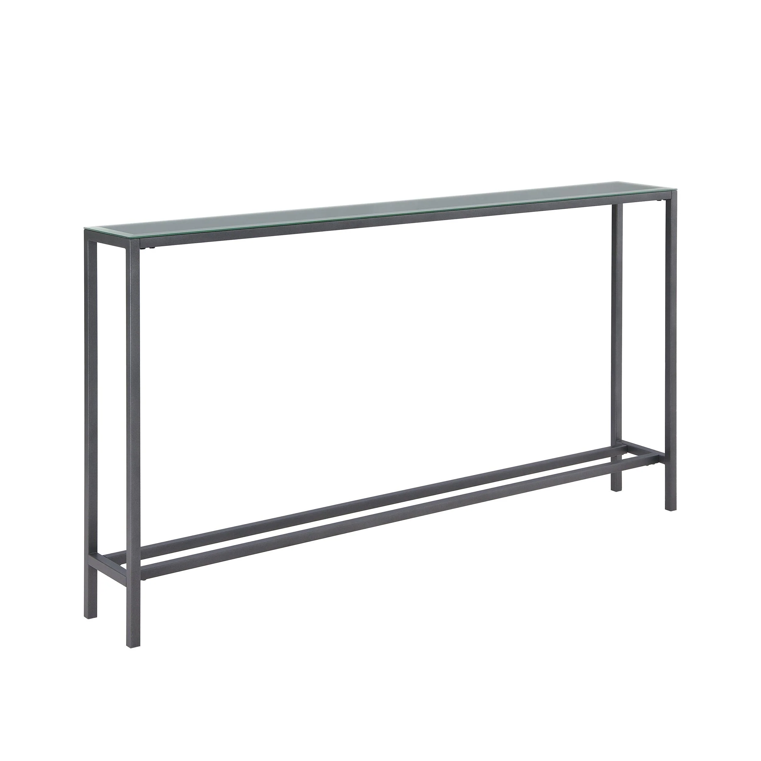 Darrin Narrow Long Console Table w/ Mirrored Top – Gunmetal Gray - Image 5