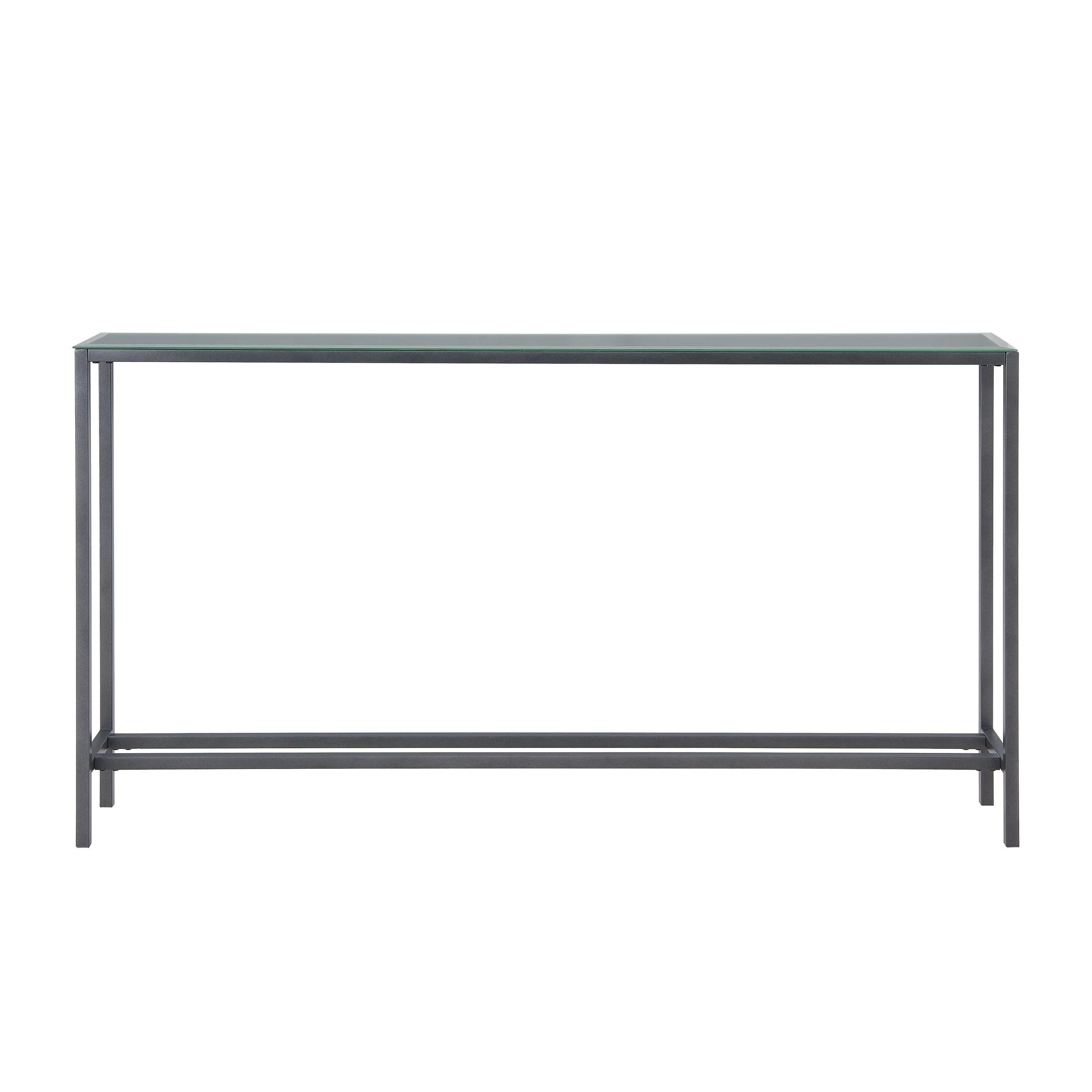 Darrin Narrow Long Console Table w/ Mirrored Top – Gunmetal Gray - Image 6