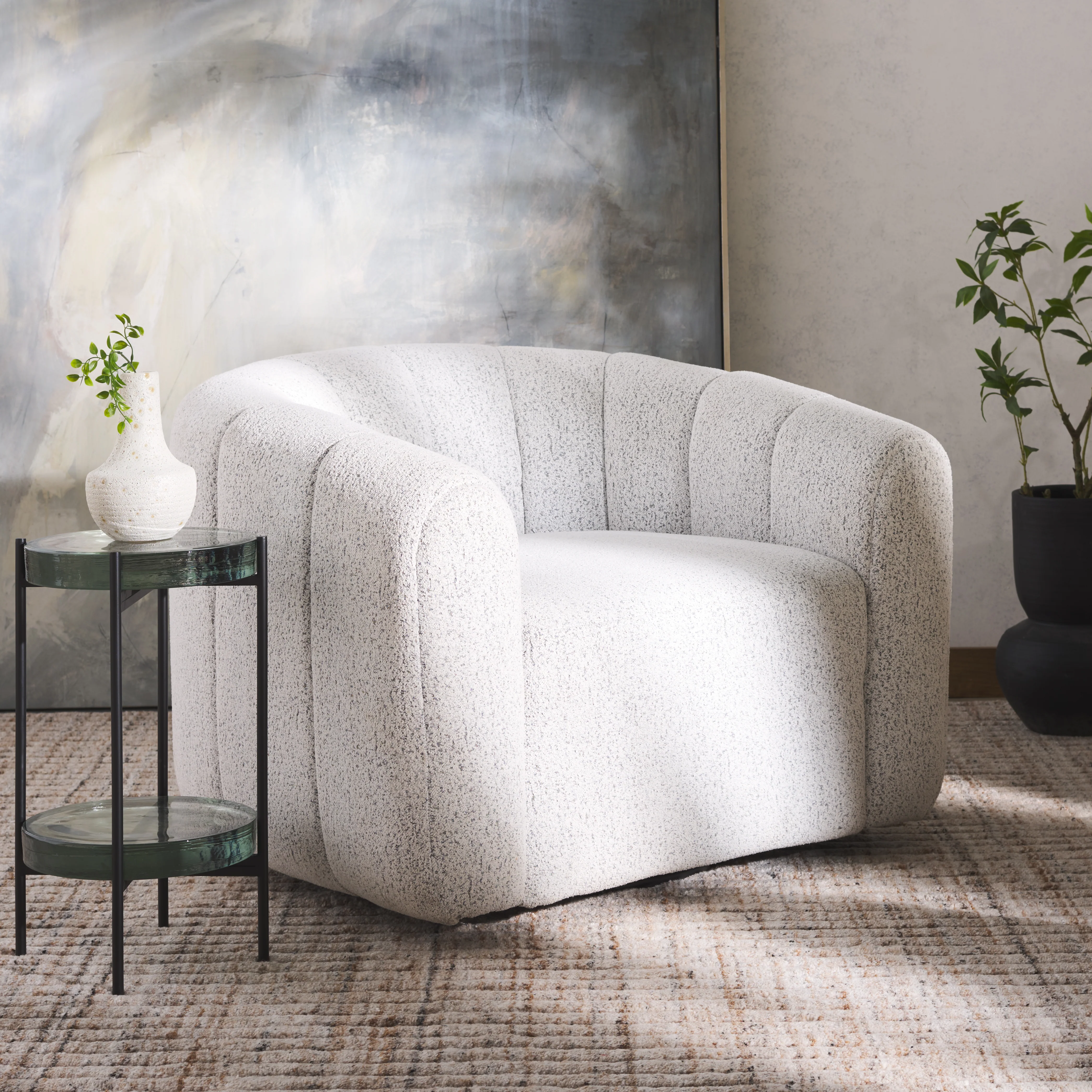 Demetri Boucle Swivel Chair - Image 2