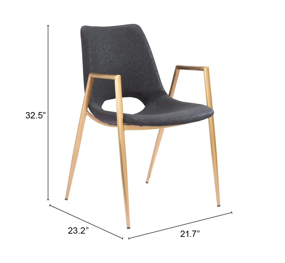 Desi Dining Chair (Set of 2) Black & Gold - Image 7