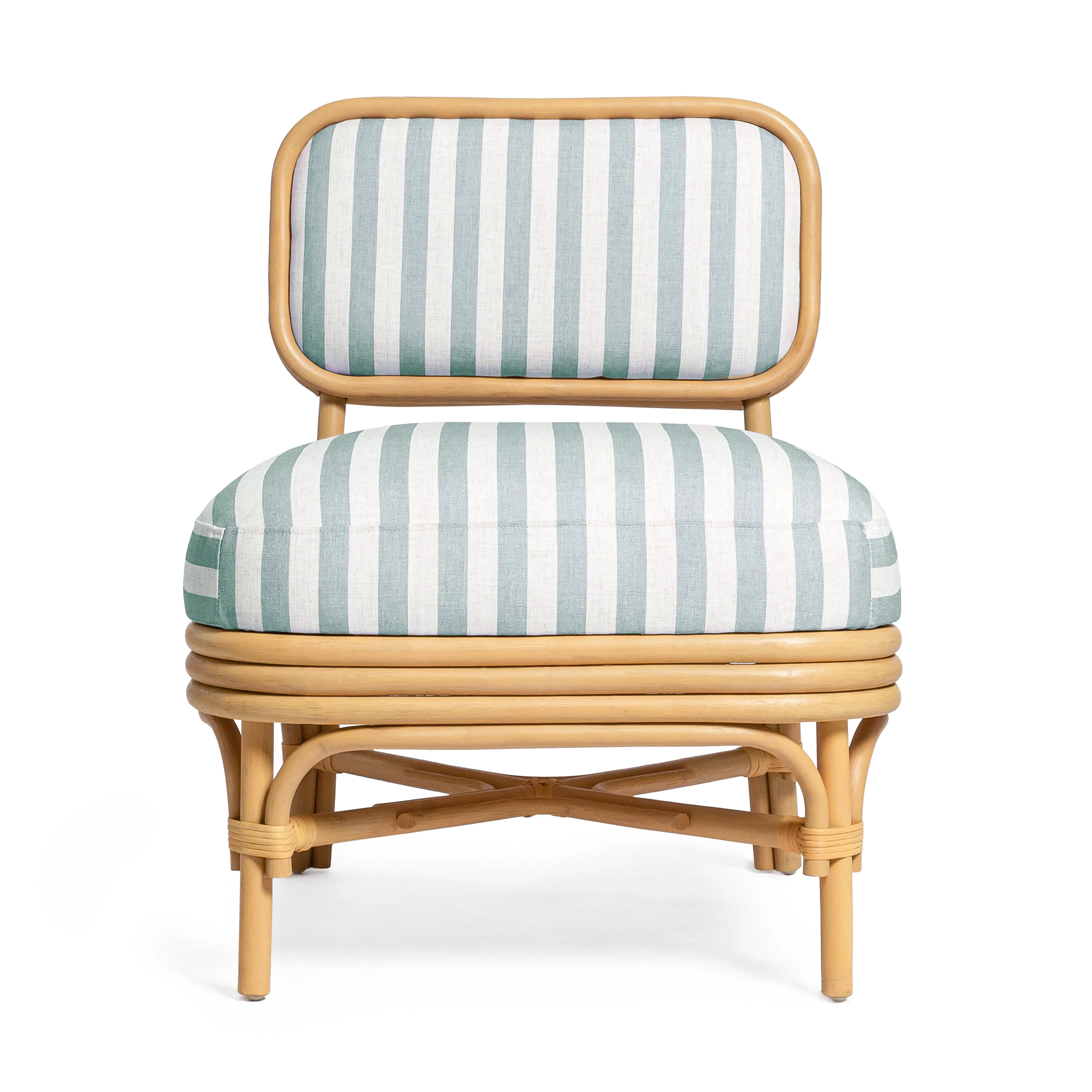 Dorine Striped Performance Linen &amp; Rattan Accent Chair - Image 3
