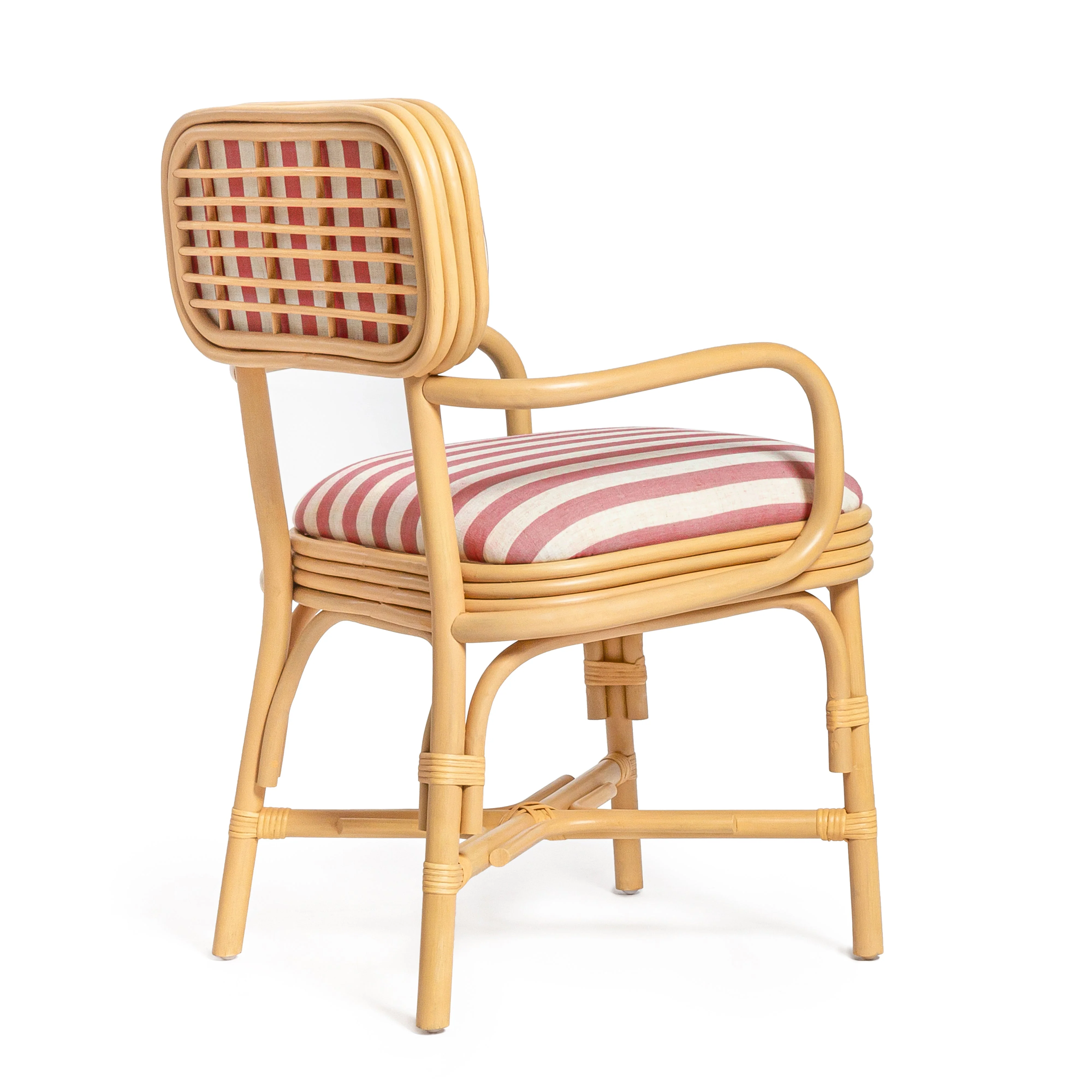 Dorine Striped Performance Linen &amp; Rattan Dining Armchair - Image 16