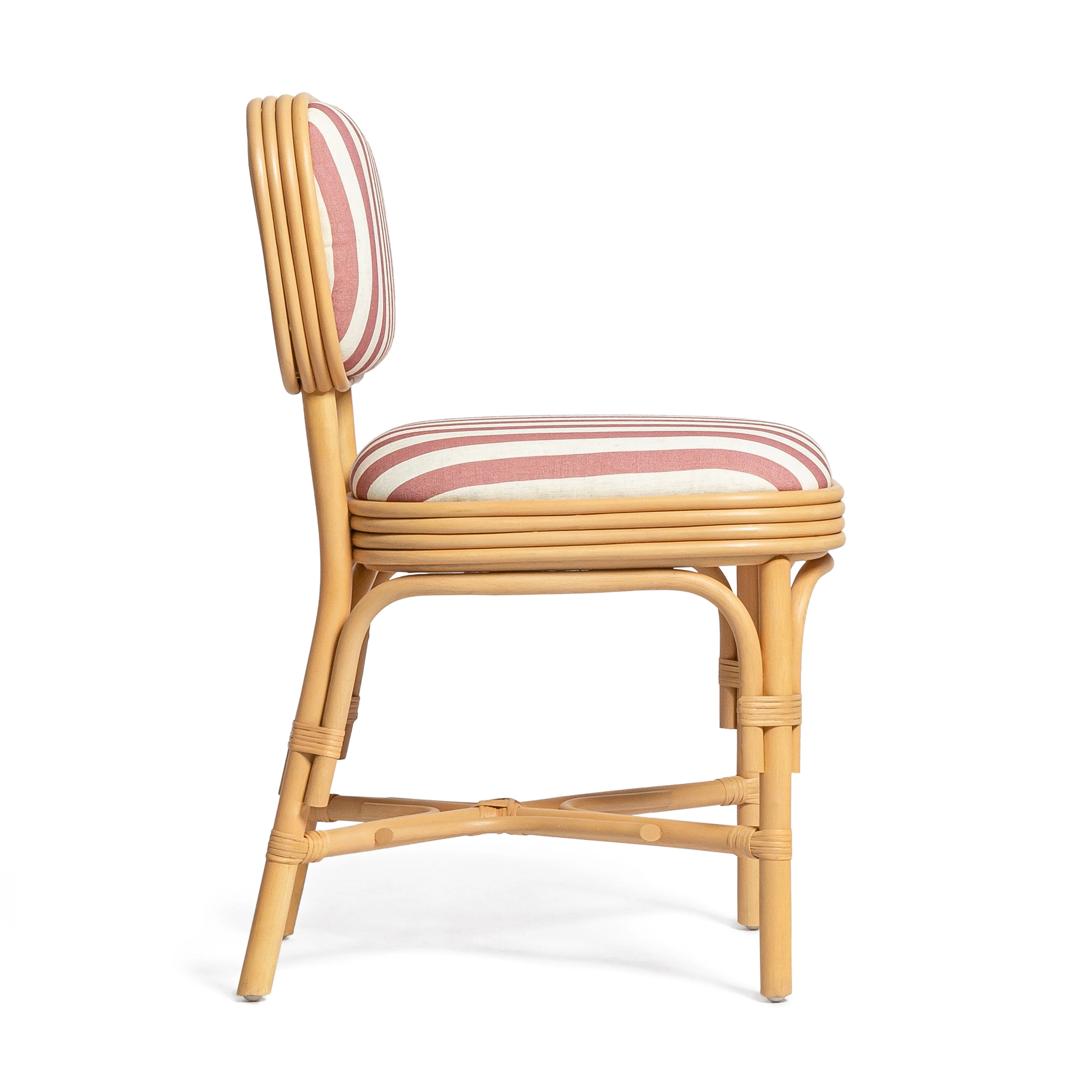 Dorine Striped Performance Linen &amp; Rattan Dining Chair - Image 16