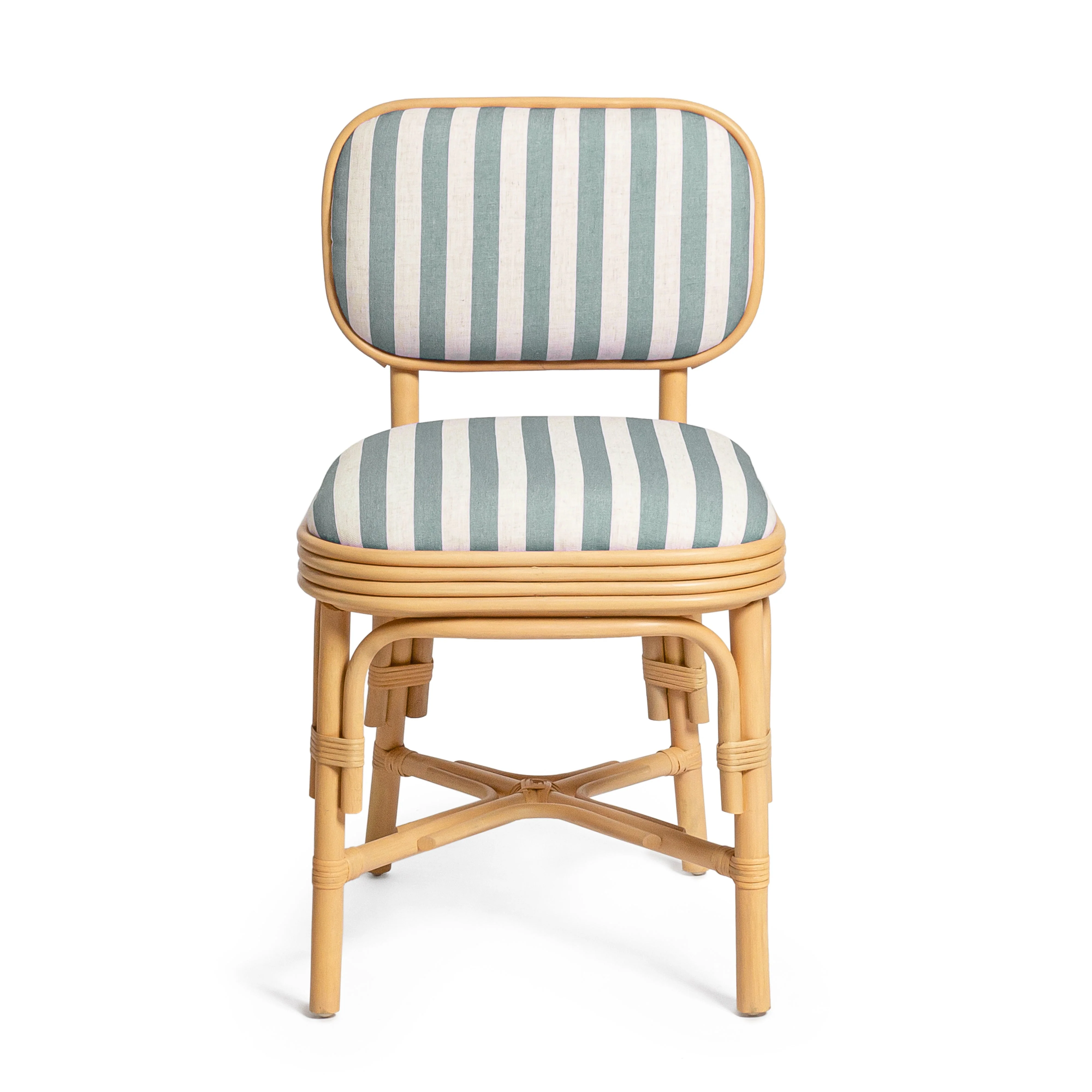 Dorine Striped Performance Linen &amp; Rattan Dining Chair - Image 3