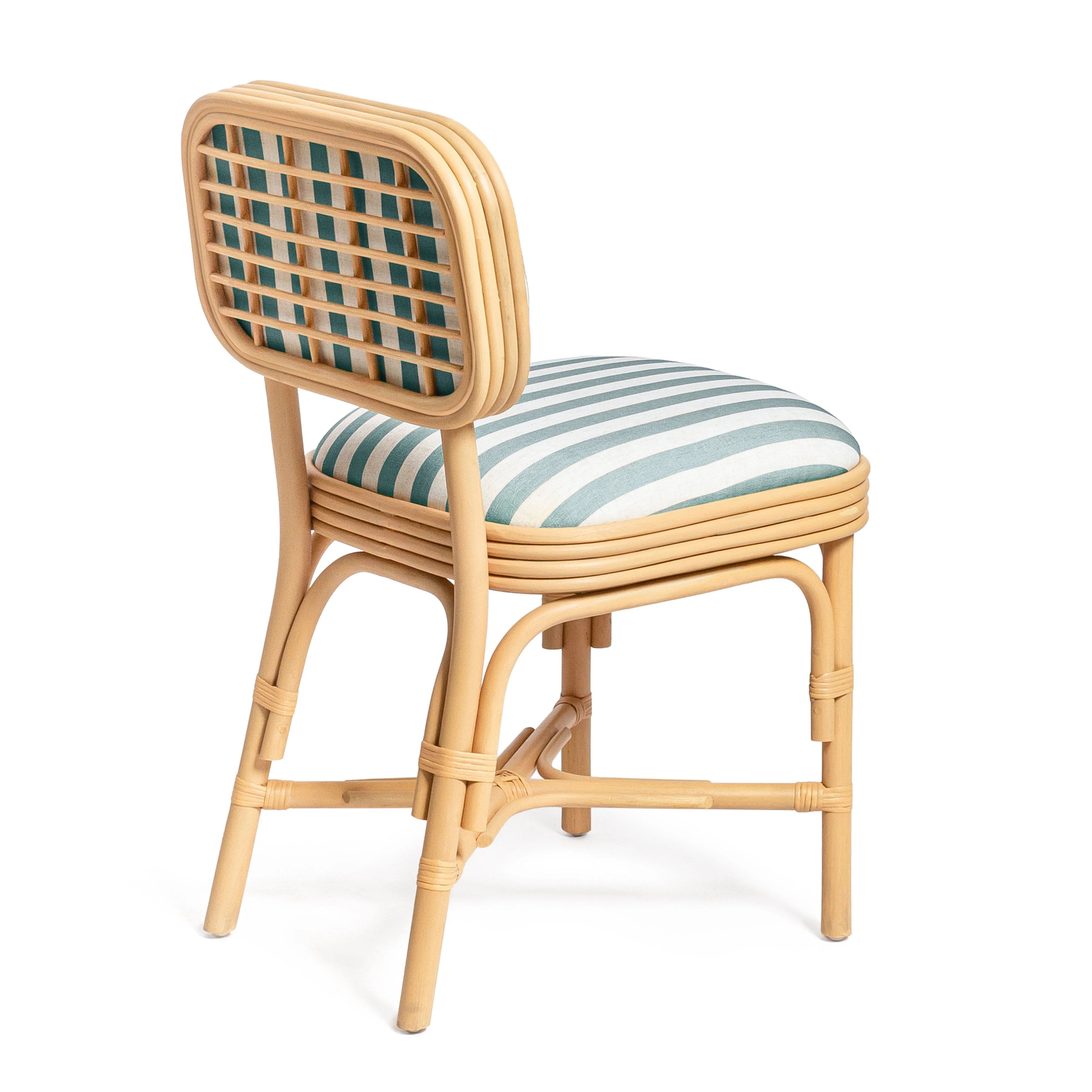 Dorine Striped Performance Linen &amp; Rattan Dining Chair - Image 5