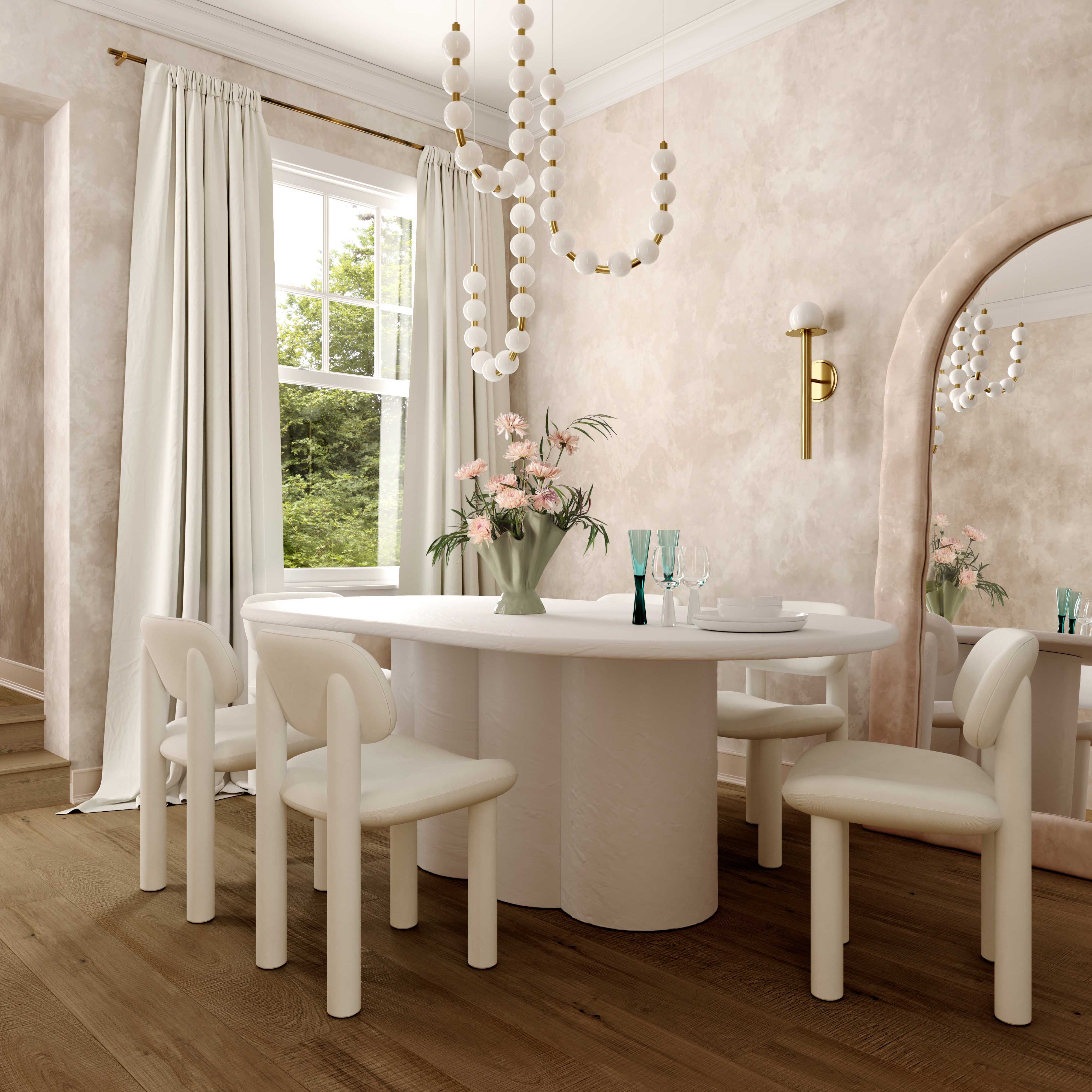 Elise Ivory White Velvet Dining Chair - Image 2