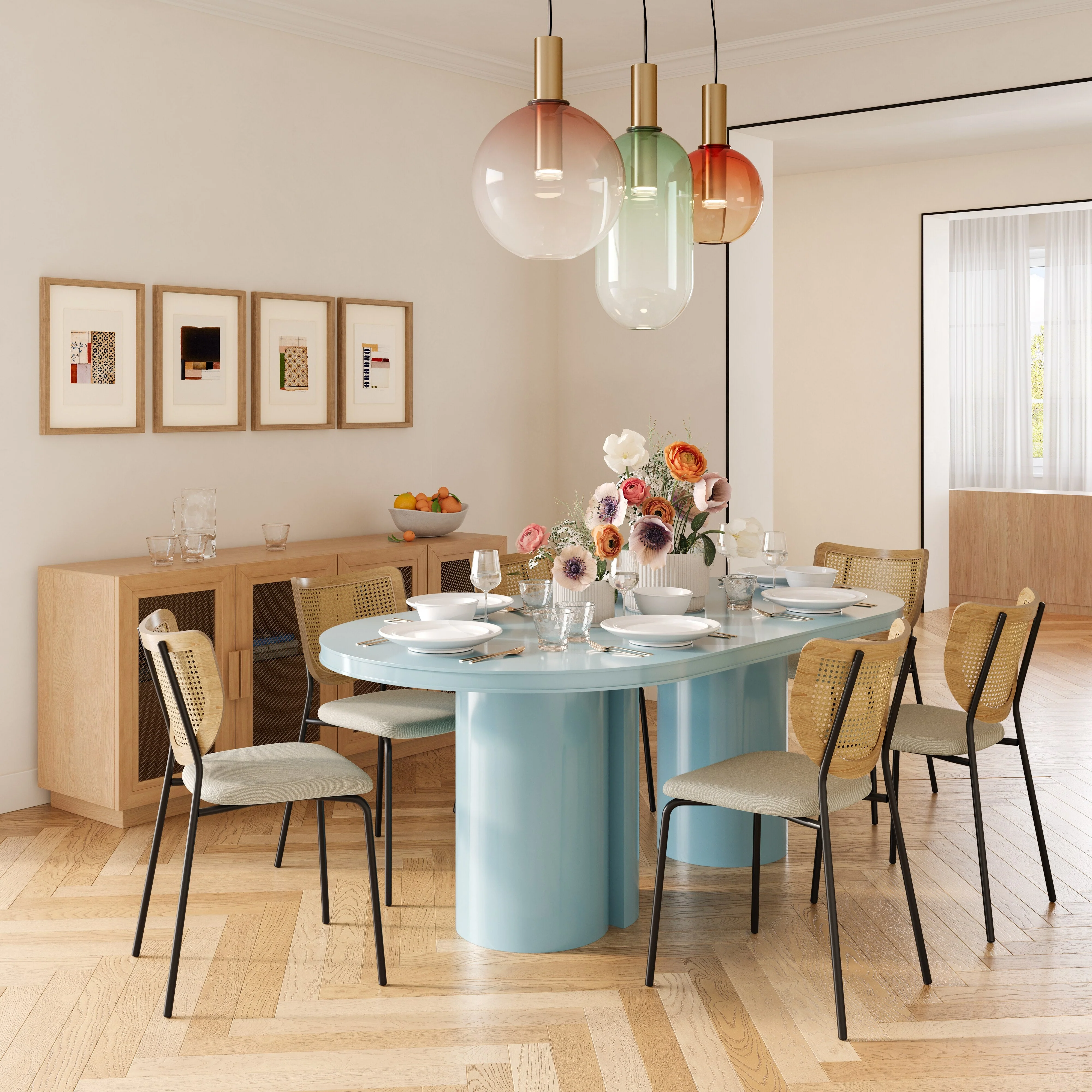 Elora 79" Lacquer Oval Dining Table - Image 8
