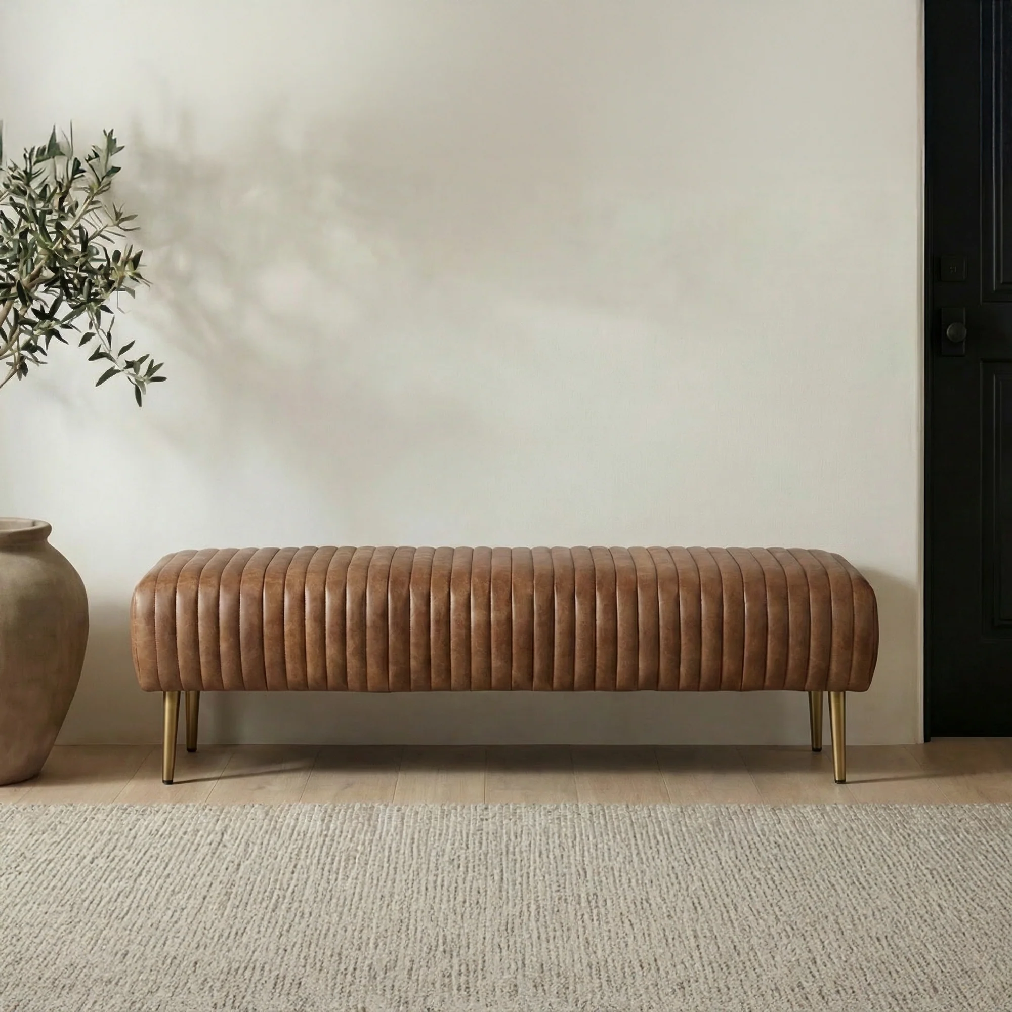 Endora Bench Open Road Brown Leather - Image 2