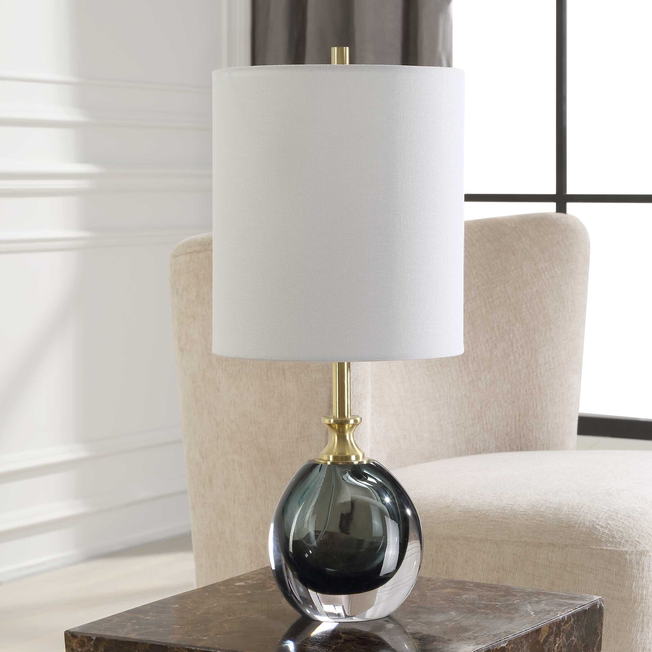 Enigma Teal Blue Glass Buffet Lamp - Image 3