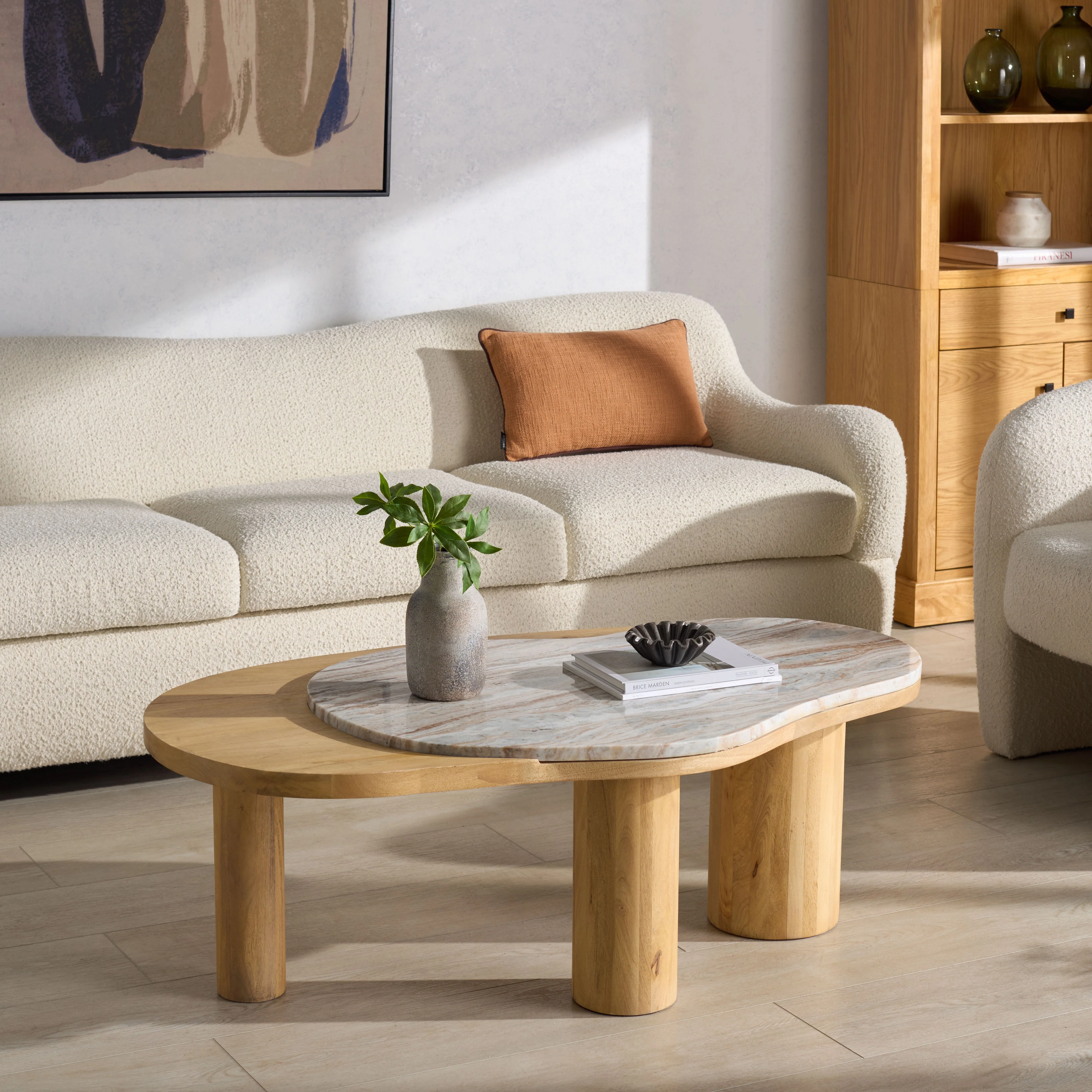 Feliciabeth Marble And Wood Coffee Table - Image 2