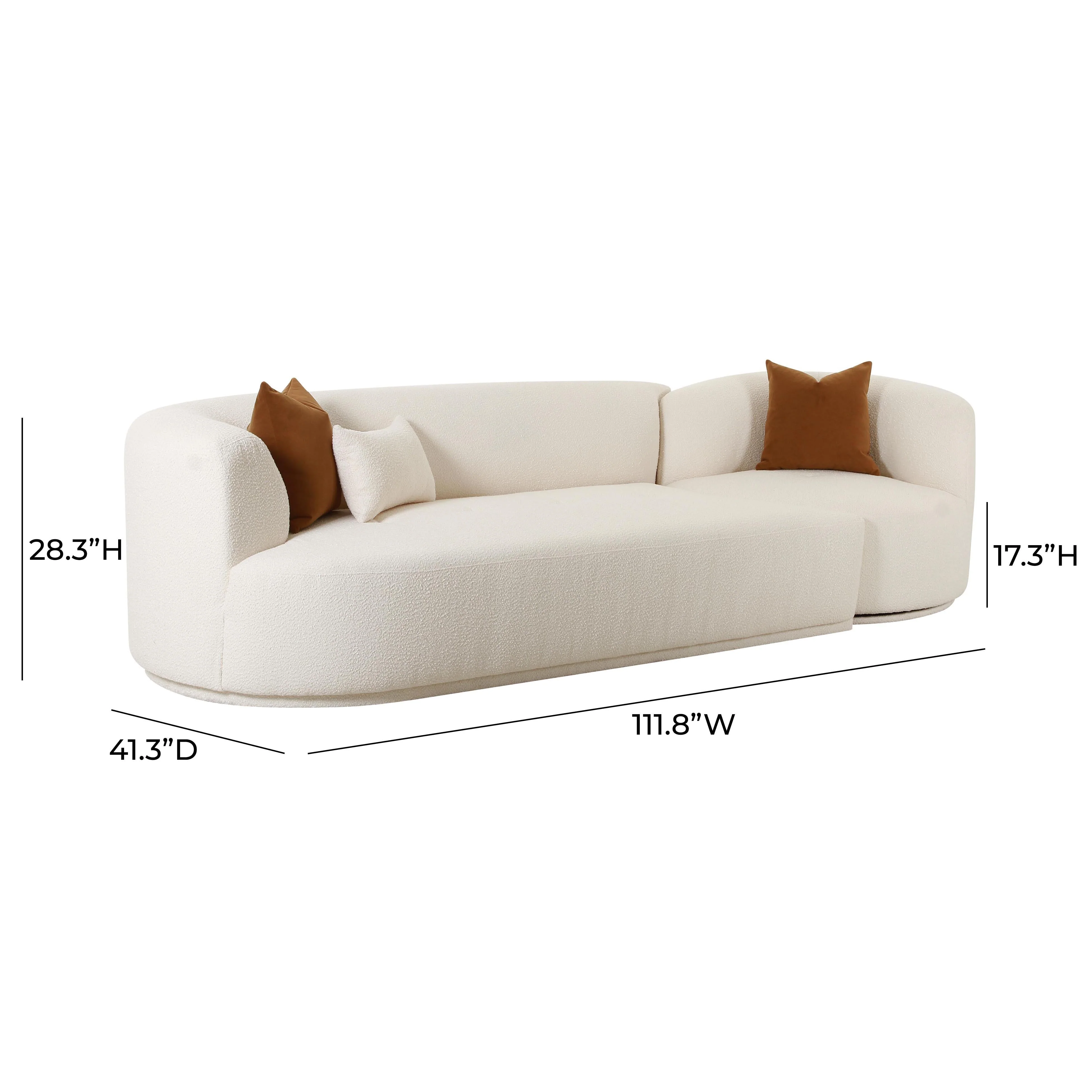 Fickle Cream Boucle 2-Piece Modular LAF Sofa - Image 3