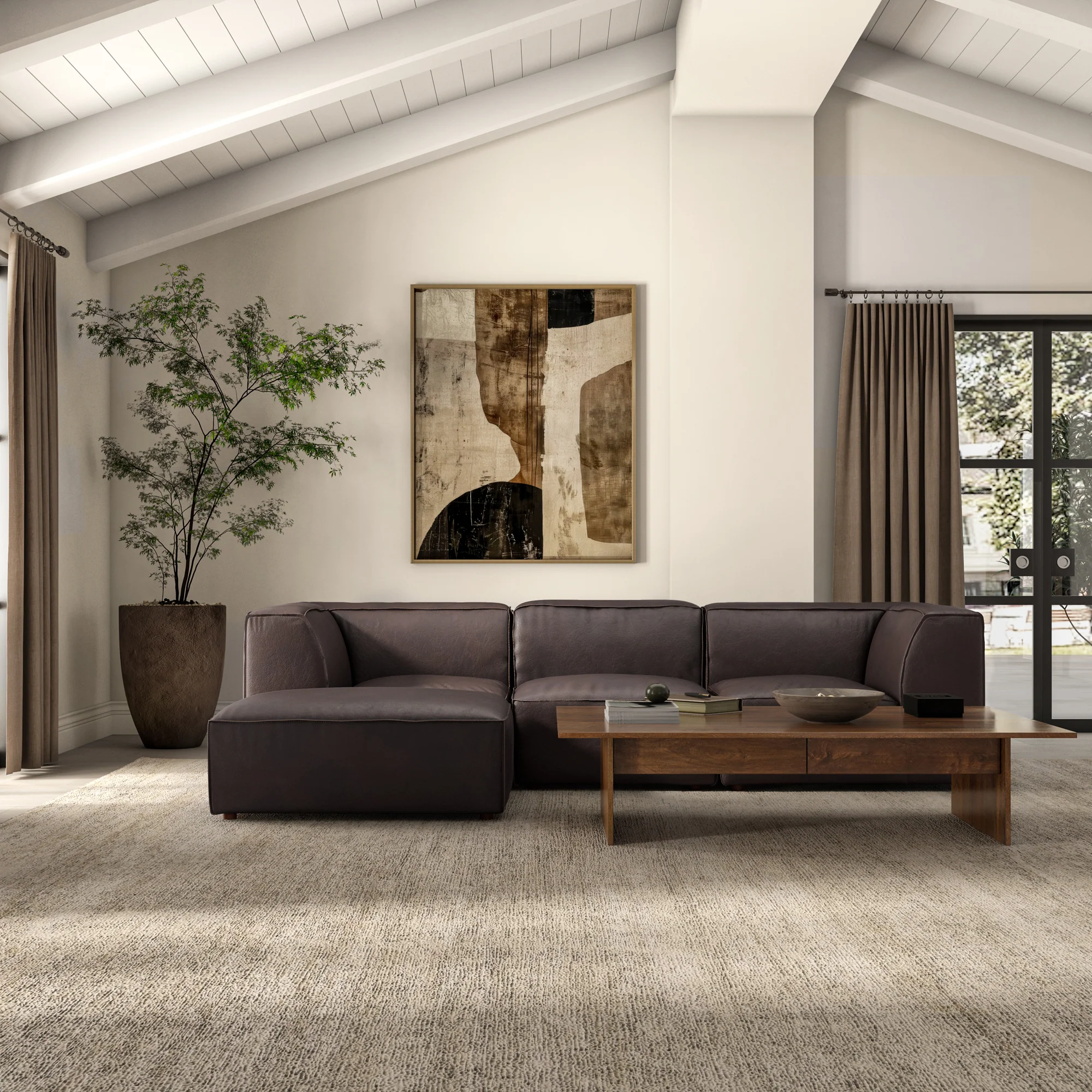 Form Ottoman Espresso Brown Leather - Image 2