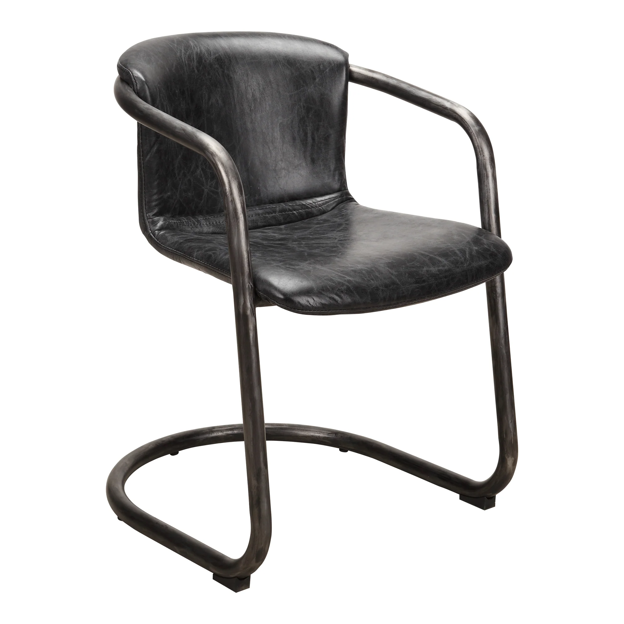 Freeman Dining Chair Onyx Black Leather  - Set of 2 - Image 5