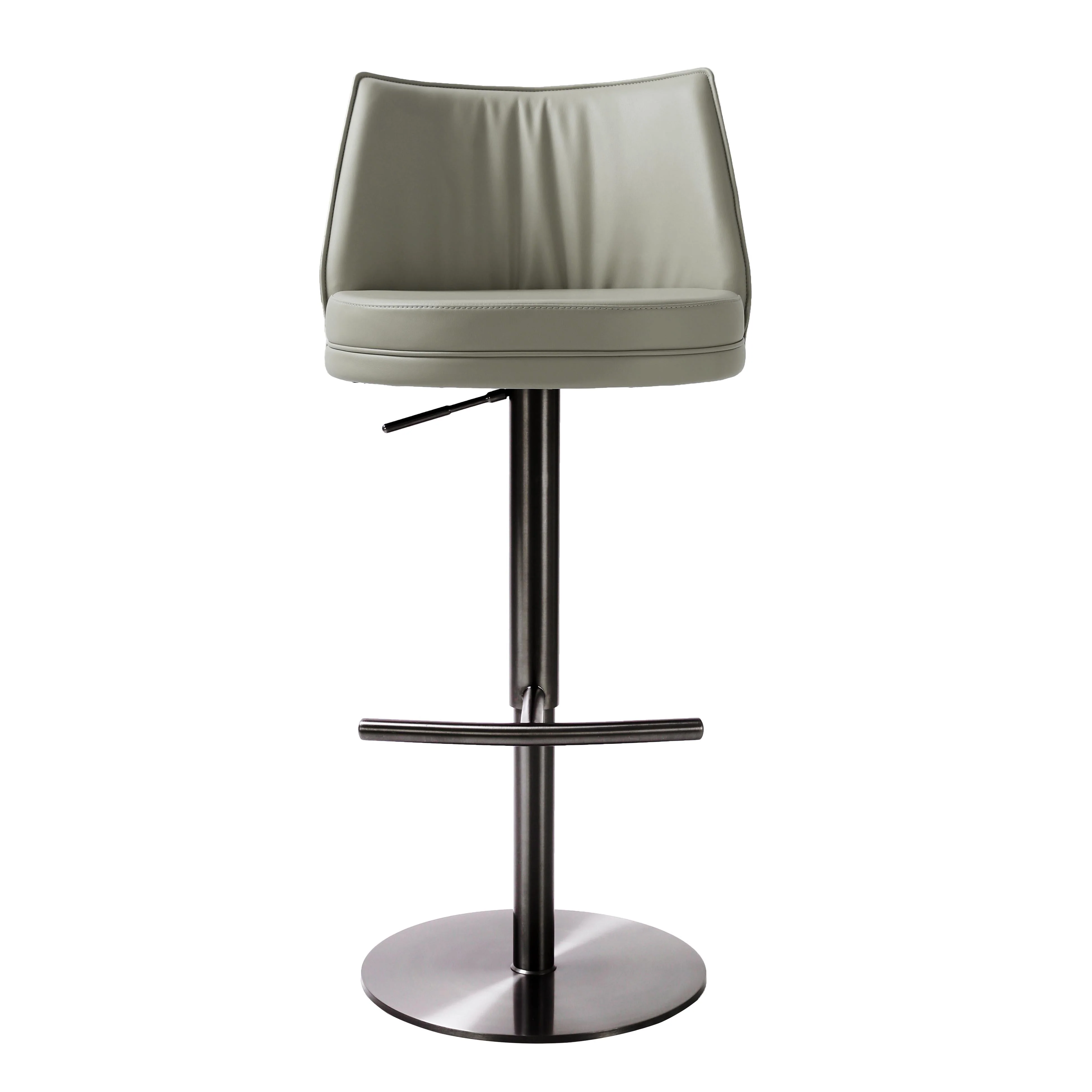 Gala Light Grey Vegan Leather on Black Adjustable Stool - Image 3