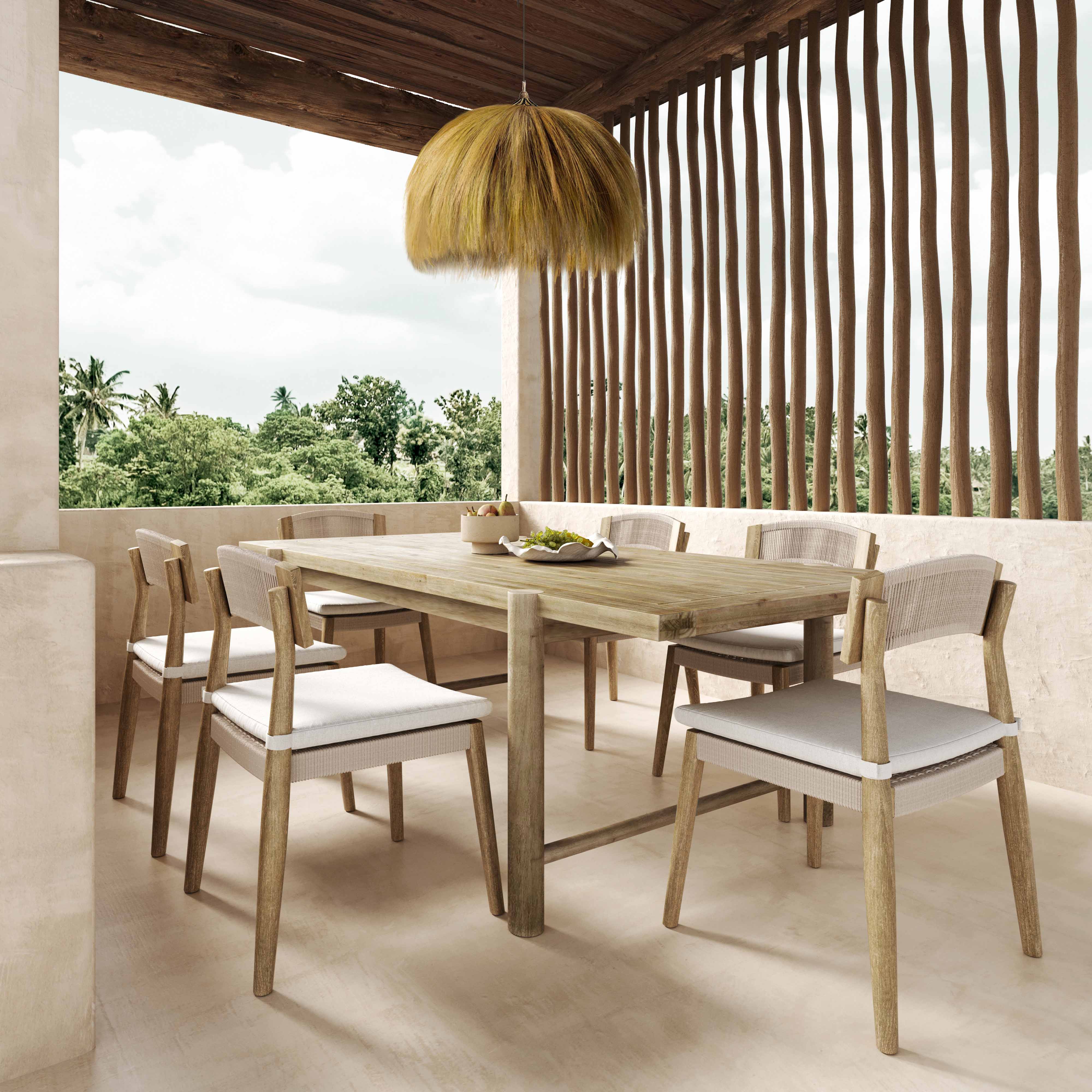 Gata Light Teak Outdoor Rectangular Dining Table - Image 2